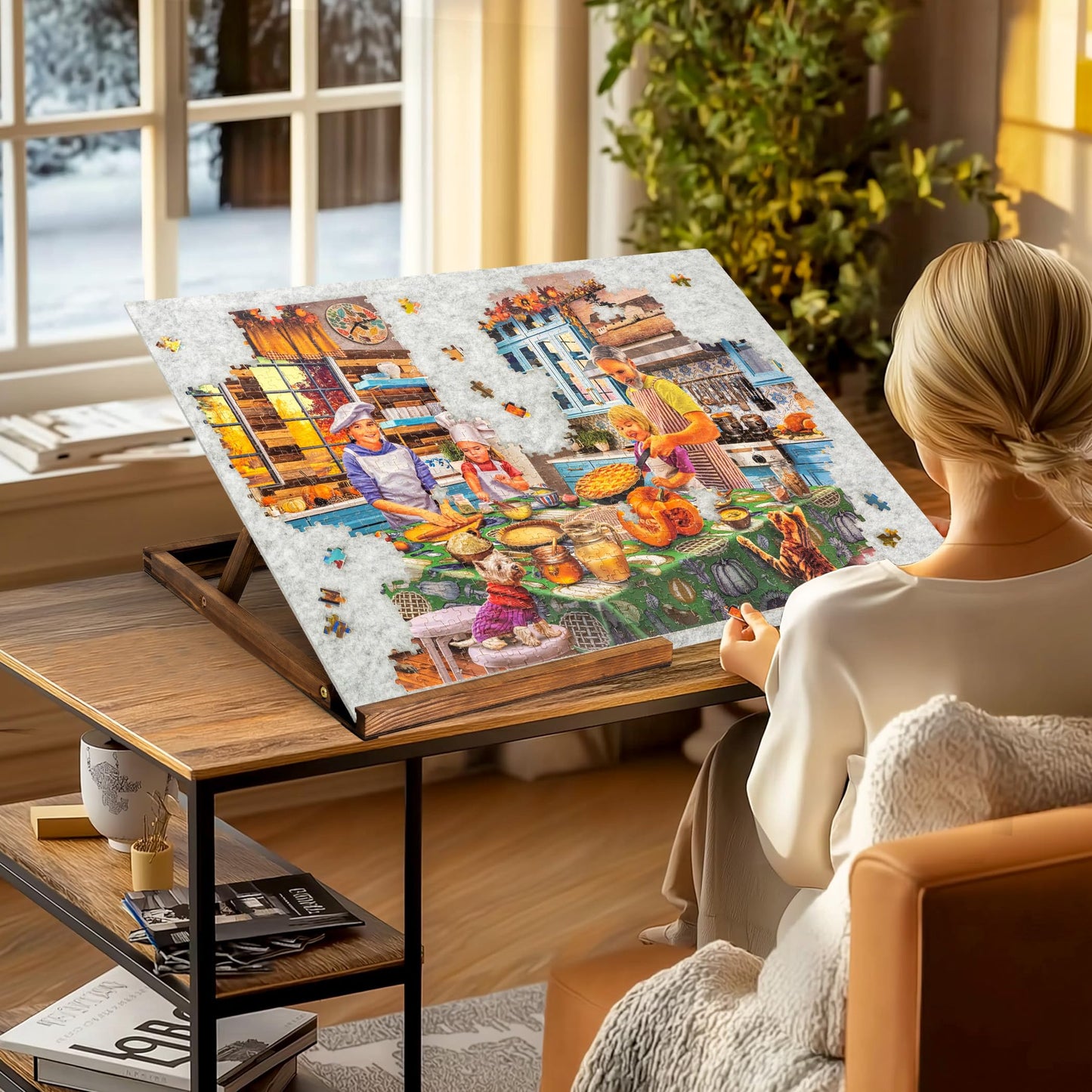 Tektalk Foldable Jigsaw Puzzle Board with Adjustable 3-Angle Stand – Lightweight & Portable for 1000-Piece Puzzles