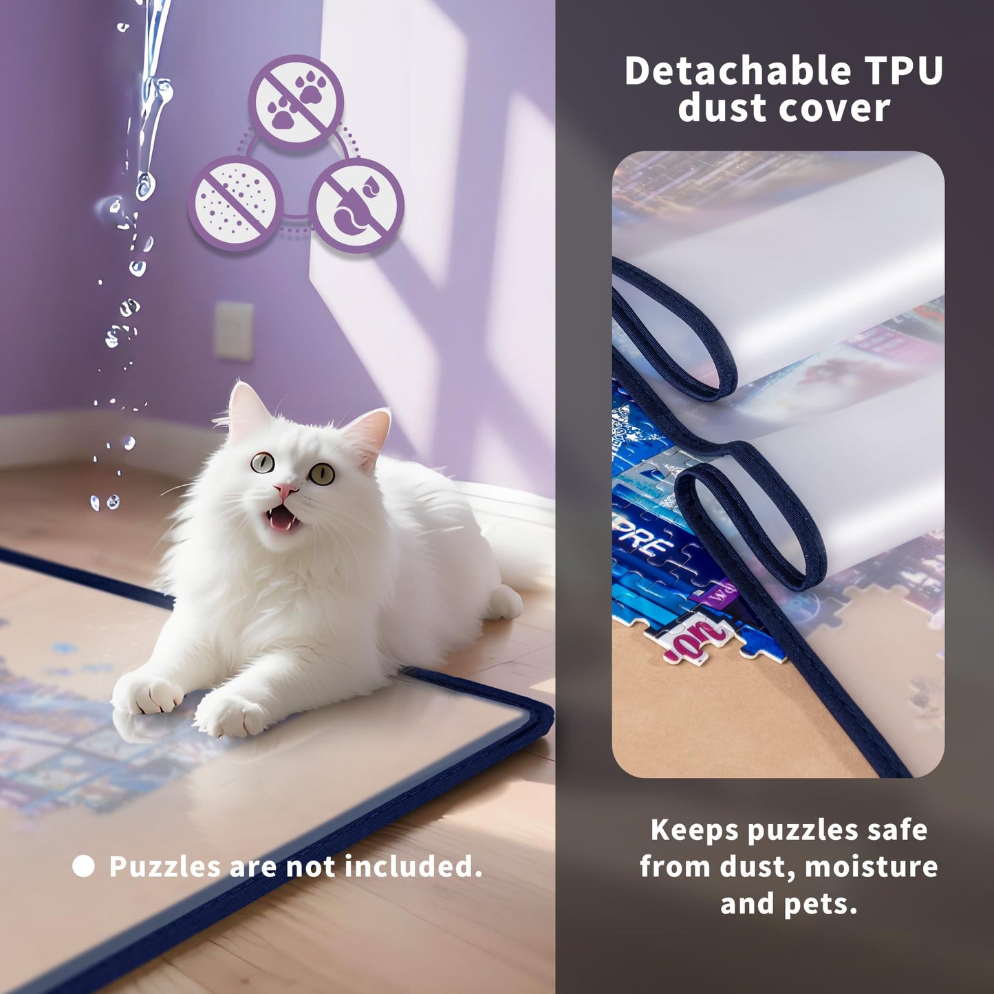 Tektalk Foldable Jigsaw Puzzle Board with 6 Color Sorting Trays | Up to 2000 Pieces – Khaki