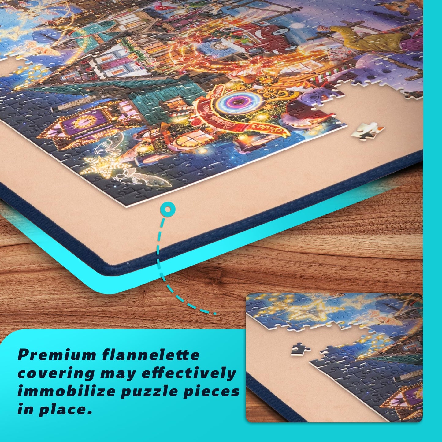 Tektalk Foldable Jigsaw Puzzle Board with 6 Color Sorting Trays – Up to 1500 Pieces, Khaki