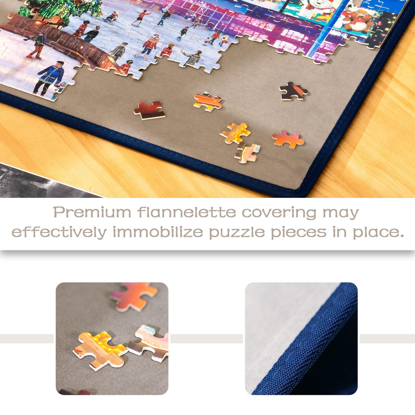 Tektalk Foldable Jigsaw Puzzle Board with 6 Sorting Trays, Non-Slip Surface, Up to 1000 Pieces – Gray