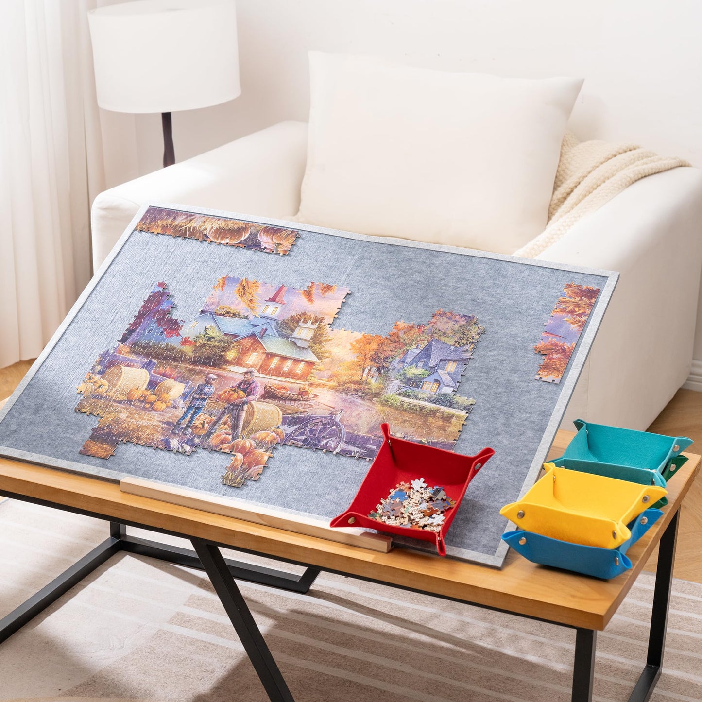 Tektalk Foldable Jigsaw Puzzle Board with 4-Angle Adjustable Stand | Lightweight, Portable, Up to 1500 Pieces (Gray)