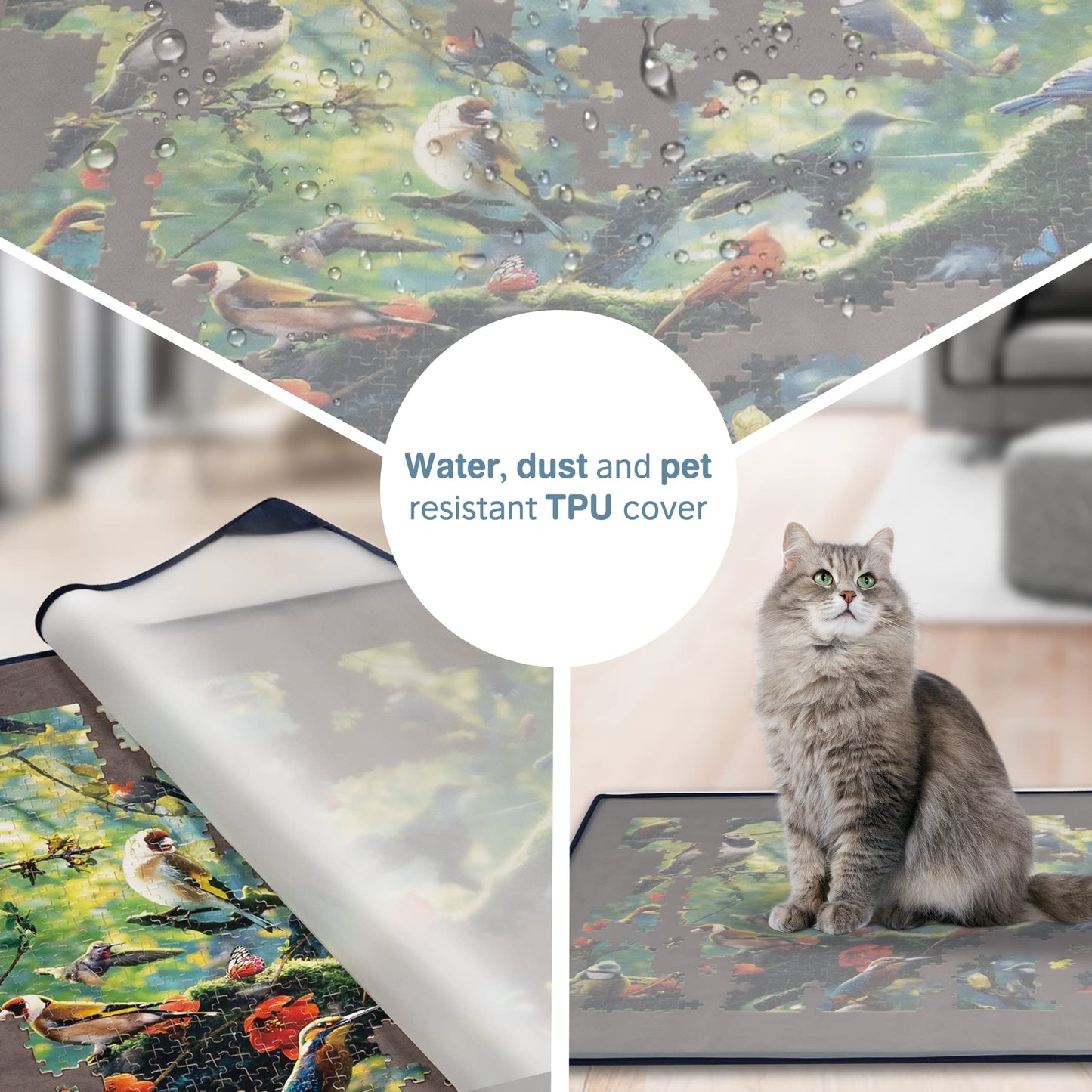 Tektalk Portable Puzzle Mat for Storage, Non-Slip Surface (Gray, Up to 1500 Pieces)