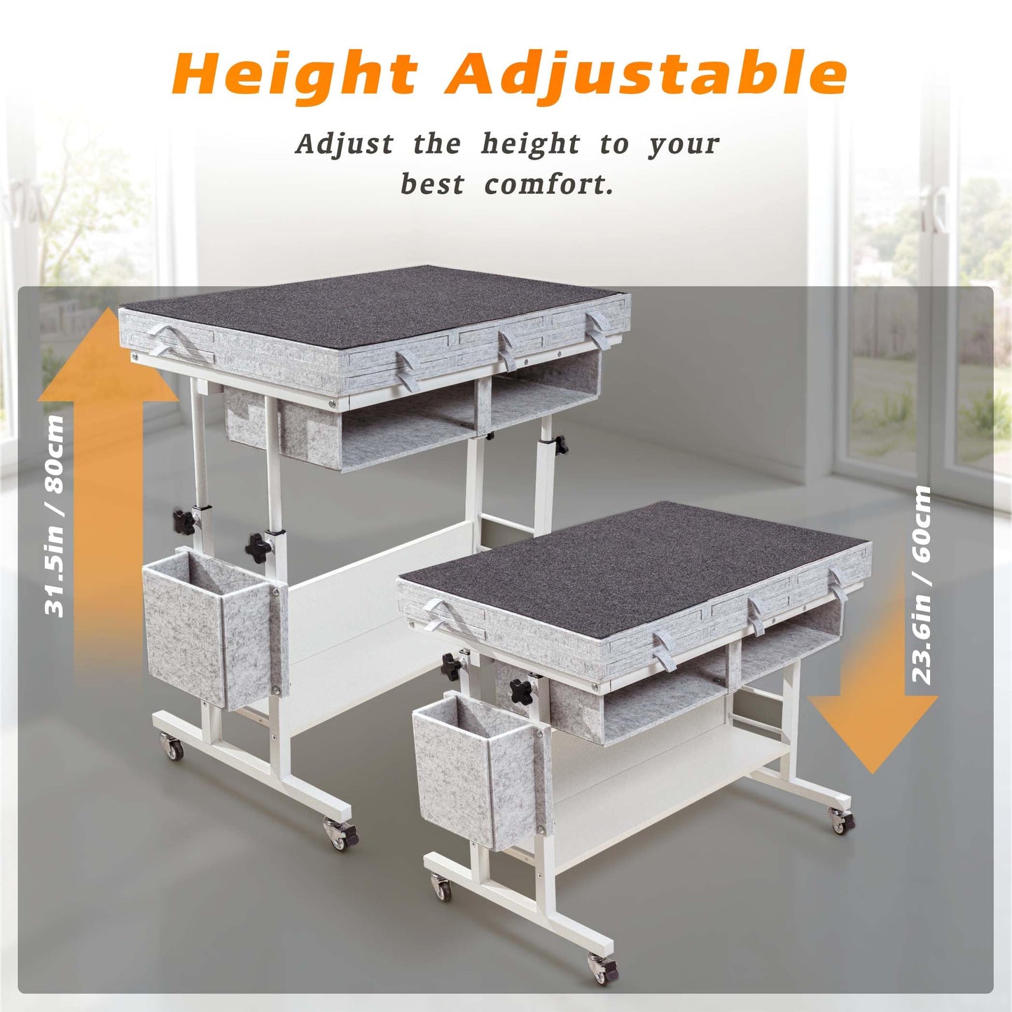 Tektalk 2000-Piece Foldable Puzzle Table with Adjustable Height, Eight Drawers, and Four Lockable Wheels