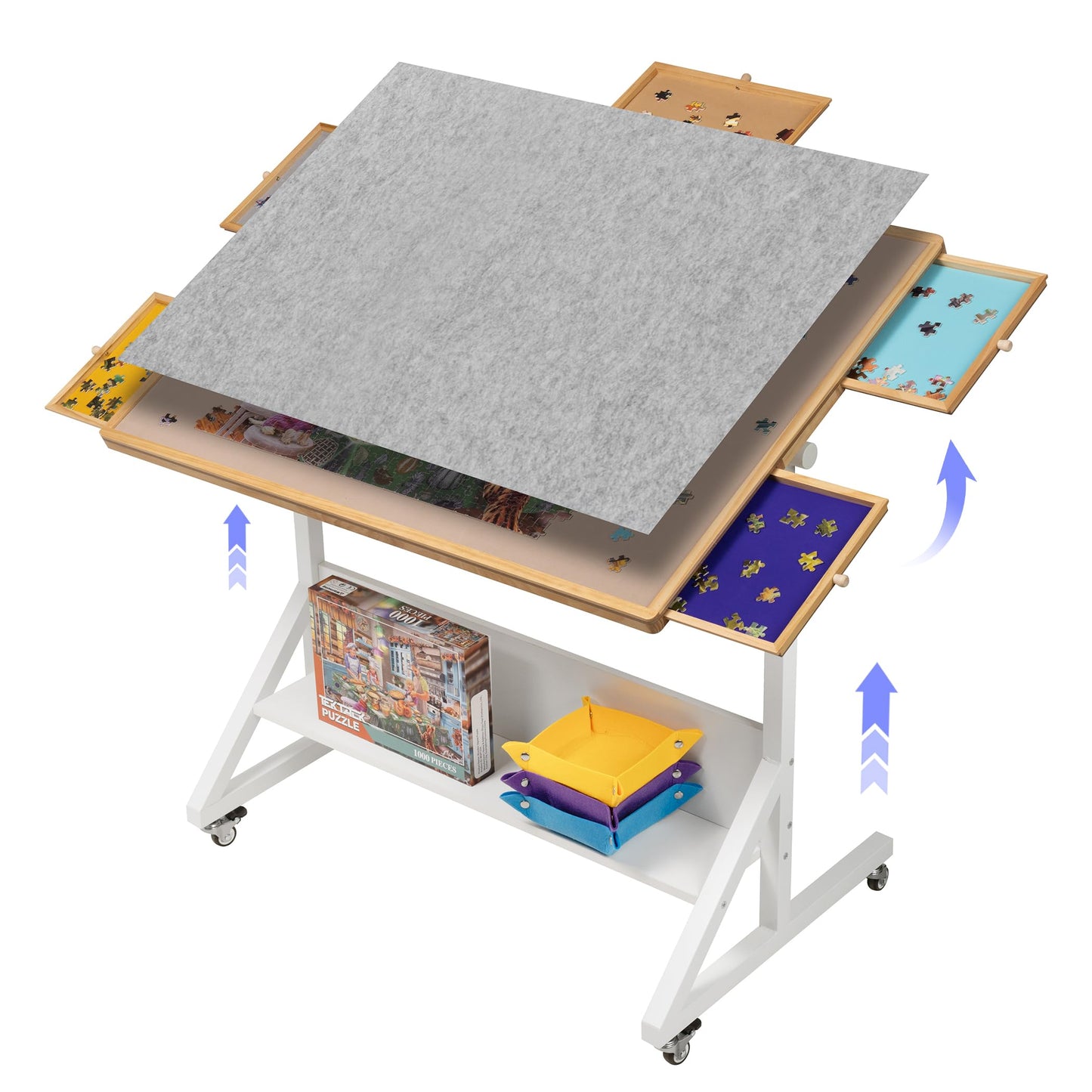 Tektalk Jigsaw Puzzle Table with Angle & Height Adjustment – 1500-Piece Capacity