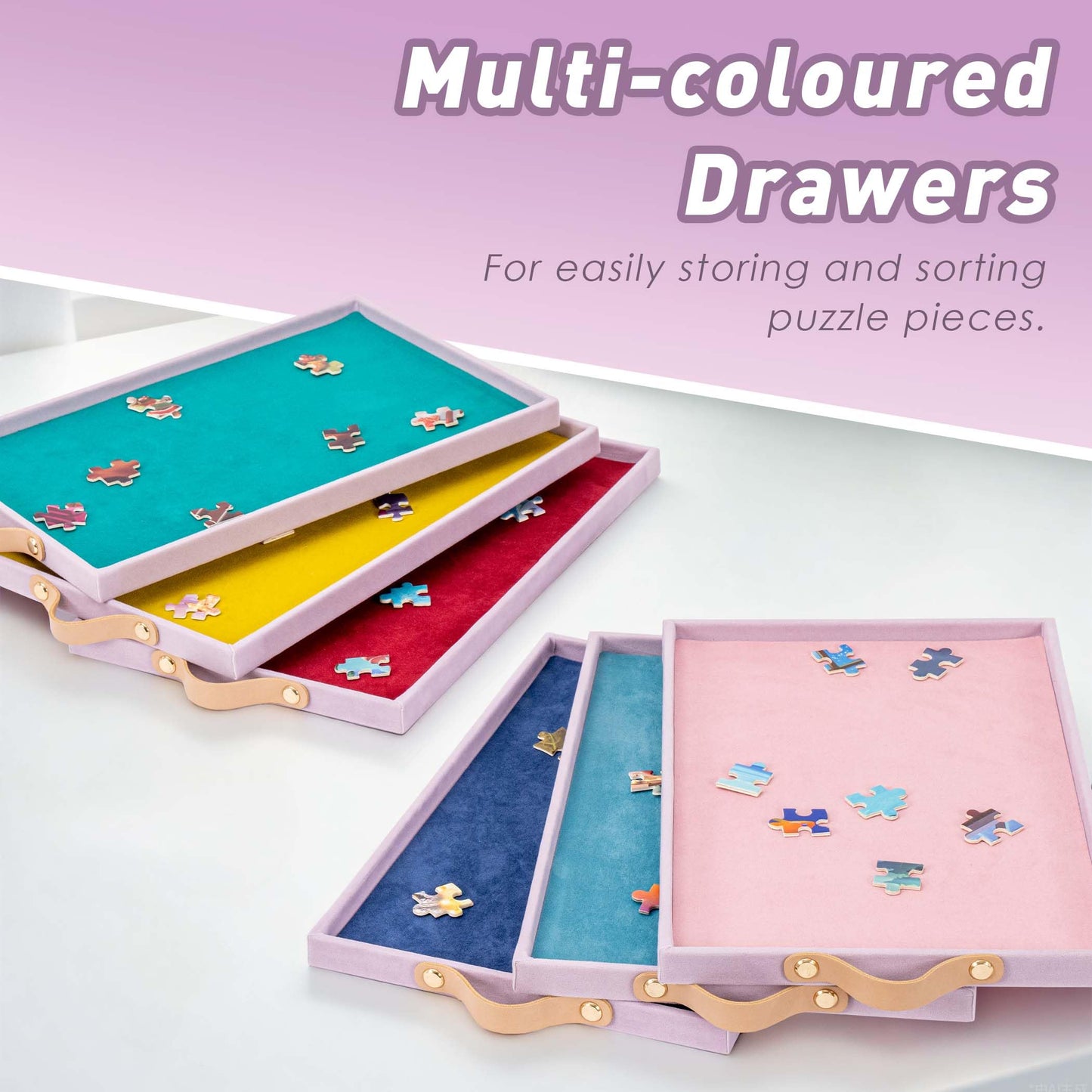 Tektalk Flannelette Puzzle Table with Adjustable Stand & Cover – 1500-Piece Capacity (Purple)