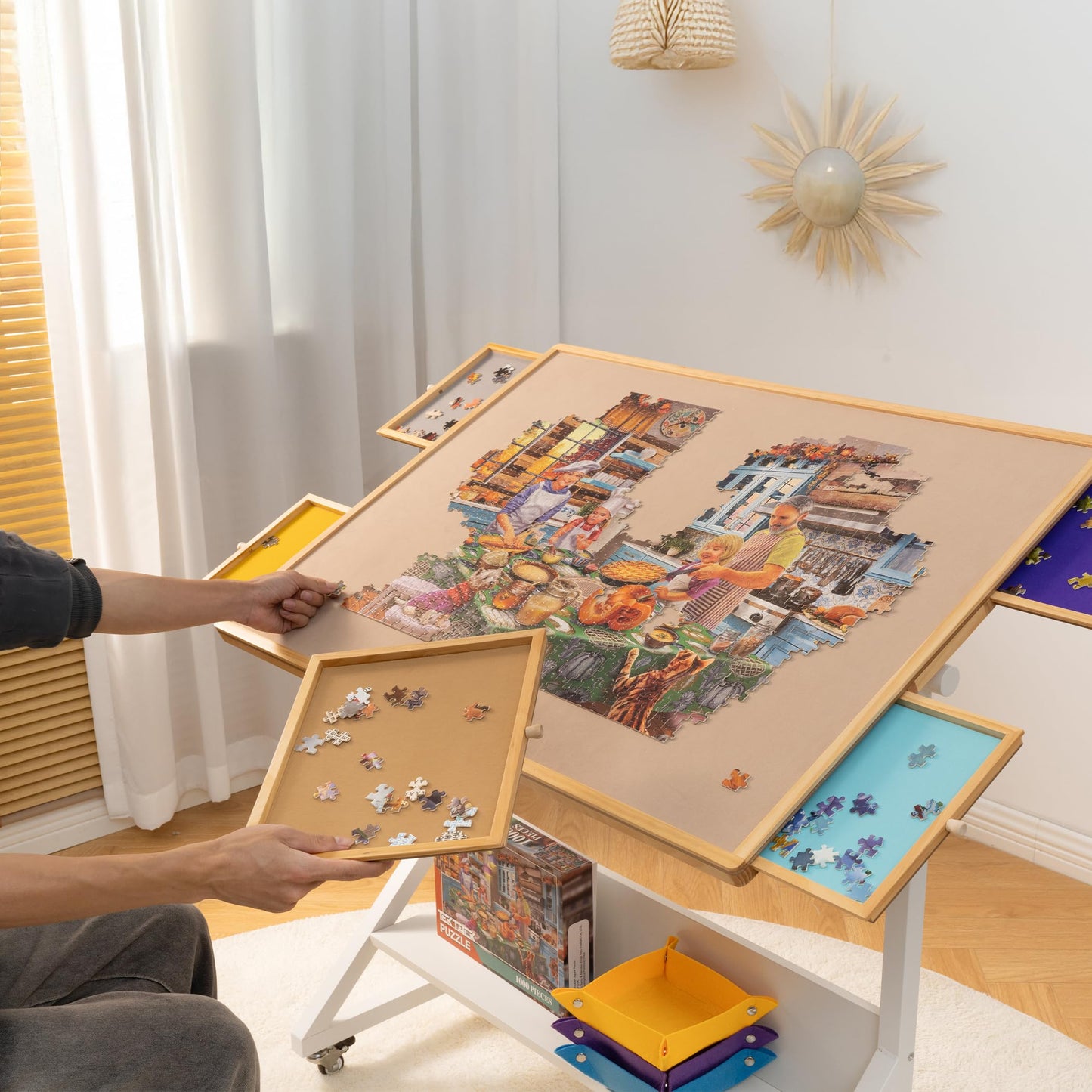 Tektalk Jigsaw Puzzle Table with Angle & Height Adjustment – 1500-Piece Capacity