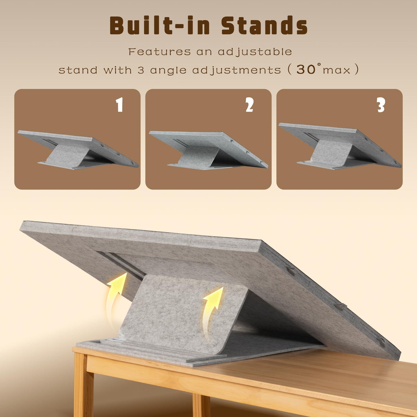 Tektalk 2000-Piece Foldable Puzzle Table with Cover — 3 Tilting Angles, 6 Drawers, Light Gray