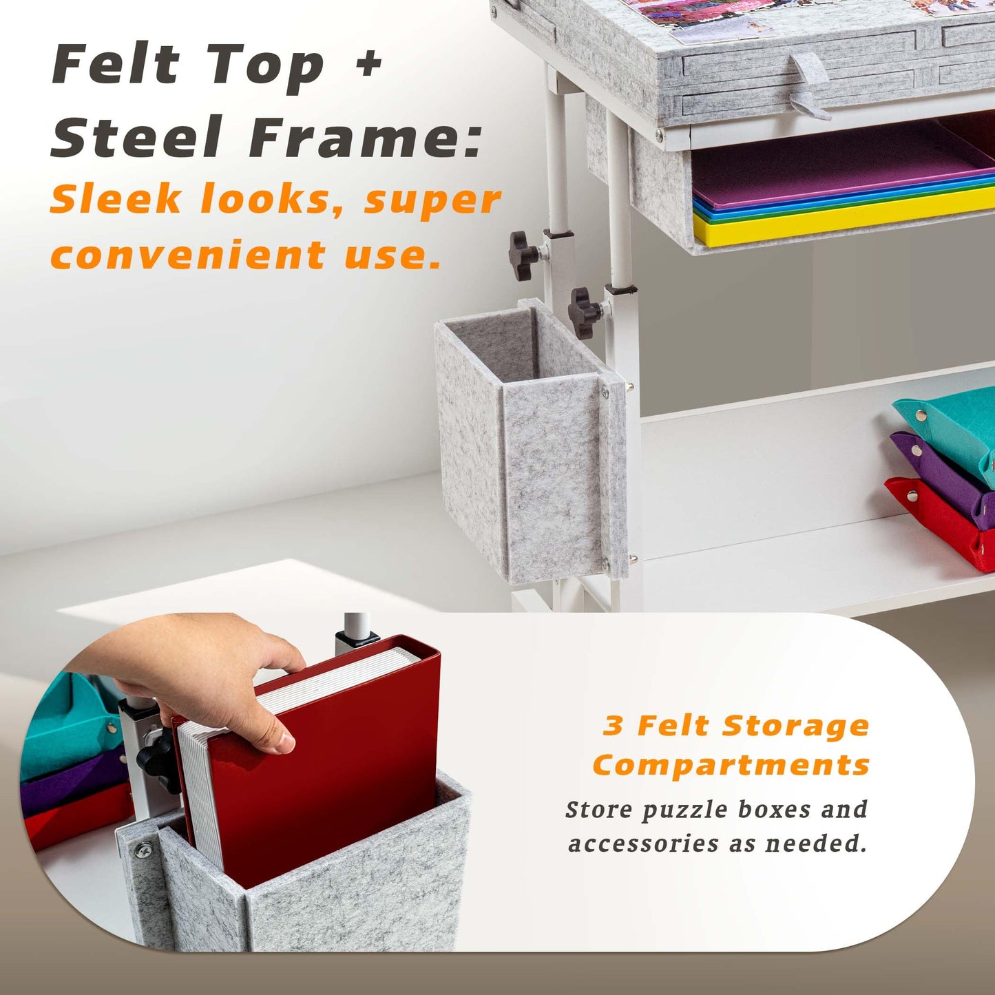 Tektalk 2000-Piece Foldable Puzzle Table with Adjustable Height, Eight Drawers, and Four Lockable Wheels