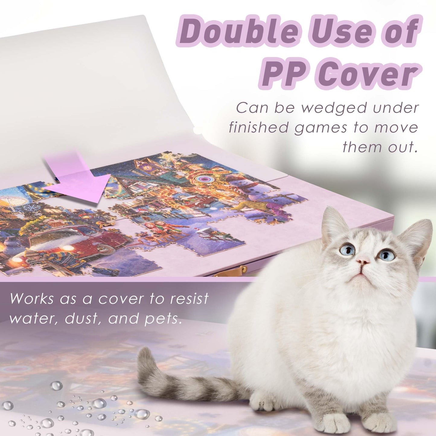 Tektalk Flannelette Puzzle Table with Adjustable Stand & Cover – 1500-Piece Capacity (Purple)