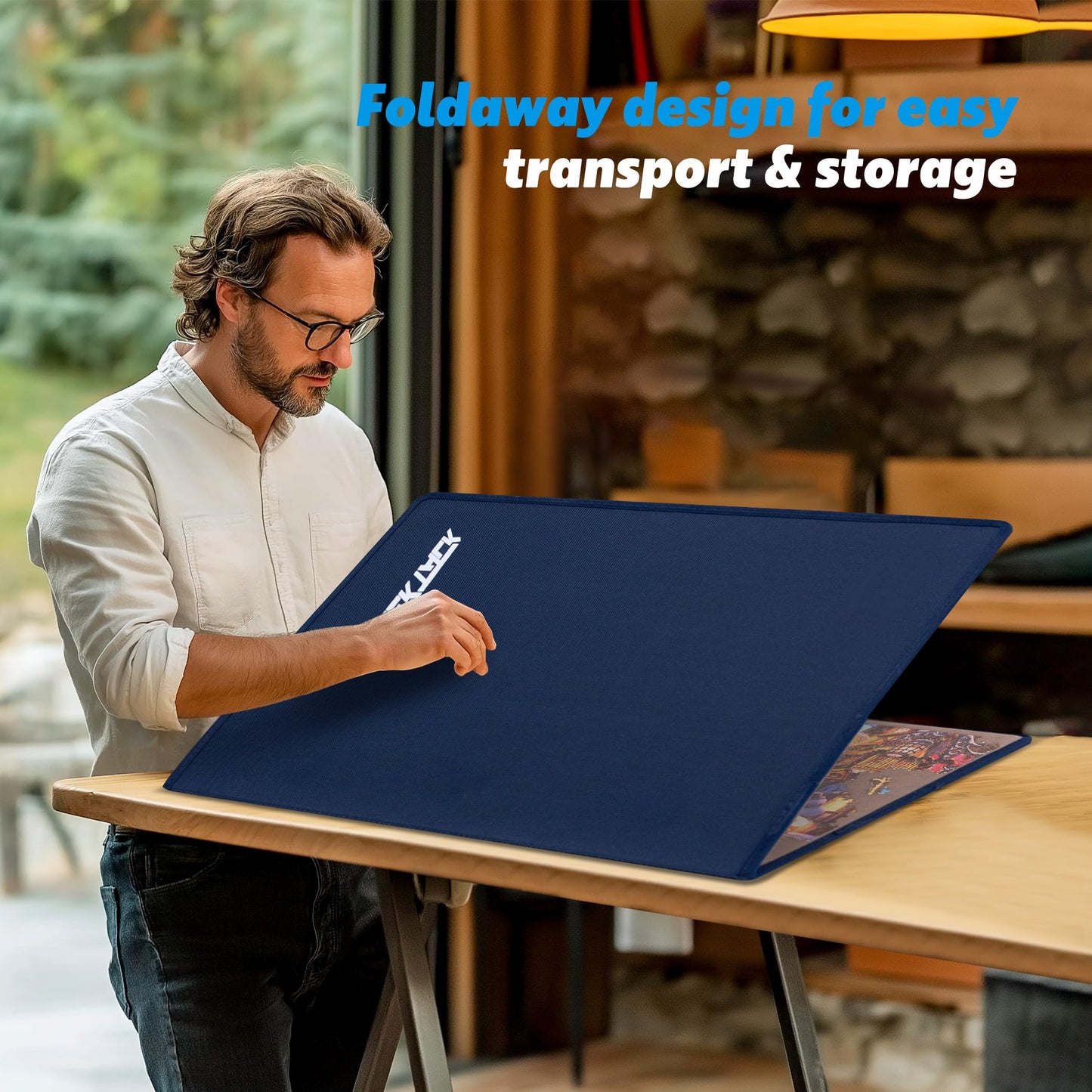 Tektalk Foldable Jigsaw Puzzle Board – 6 Color Sorting Trays, Dustproof TPU Cover, Non-Slip Surface (Up to 1000 Pieces)