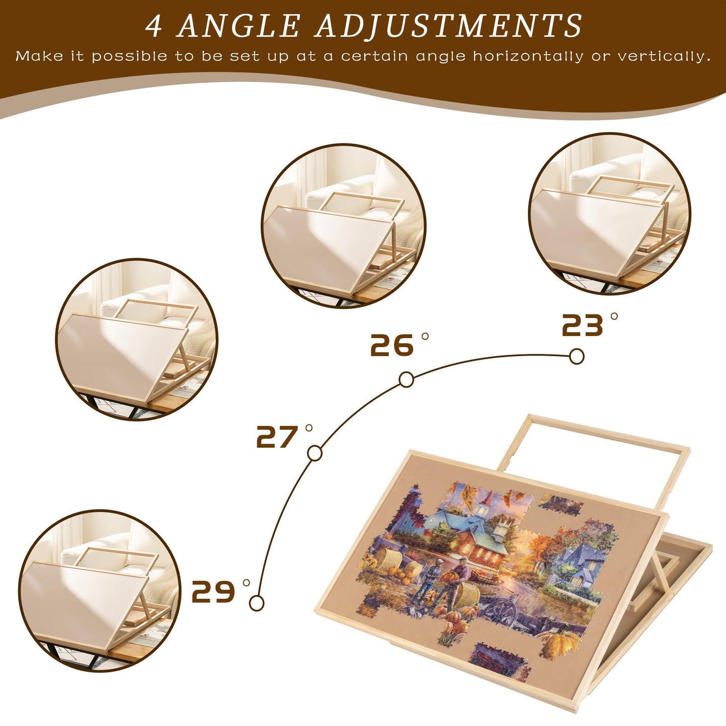 Tektalk Convertible Jigsaw Puzzle Board — Two-Way Use, 4 Trays, 1000-Piece Capacity