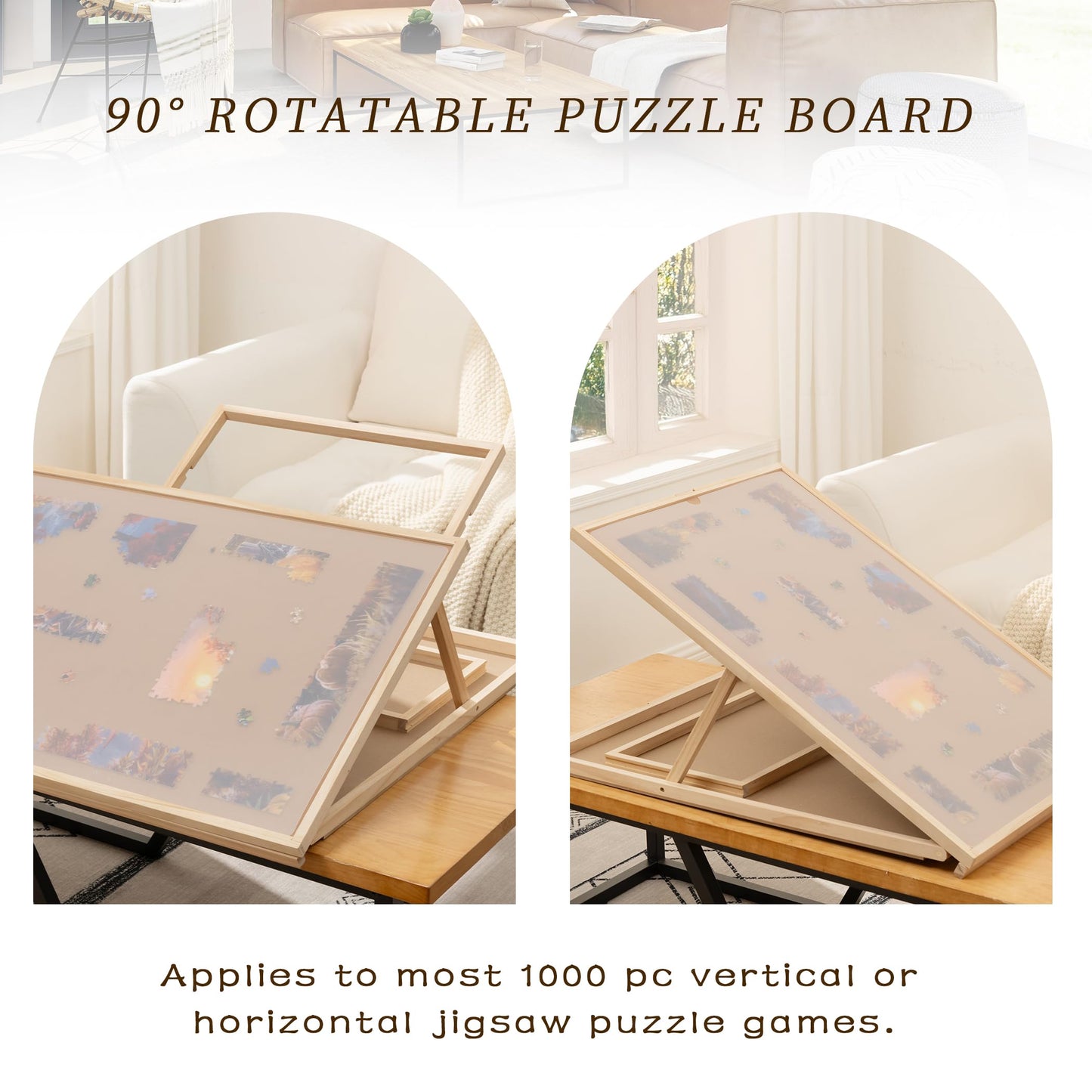 Tektalk Convertible Jigsaw Puzzle Board — Two-Way Use, 4 Trays, 1000-Piece Capacity