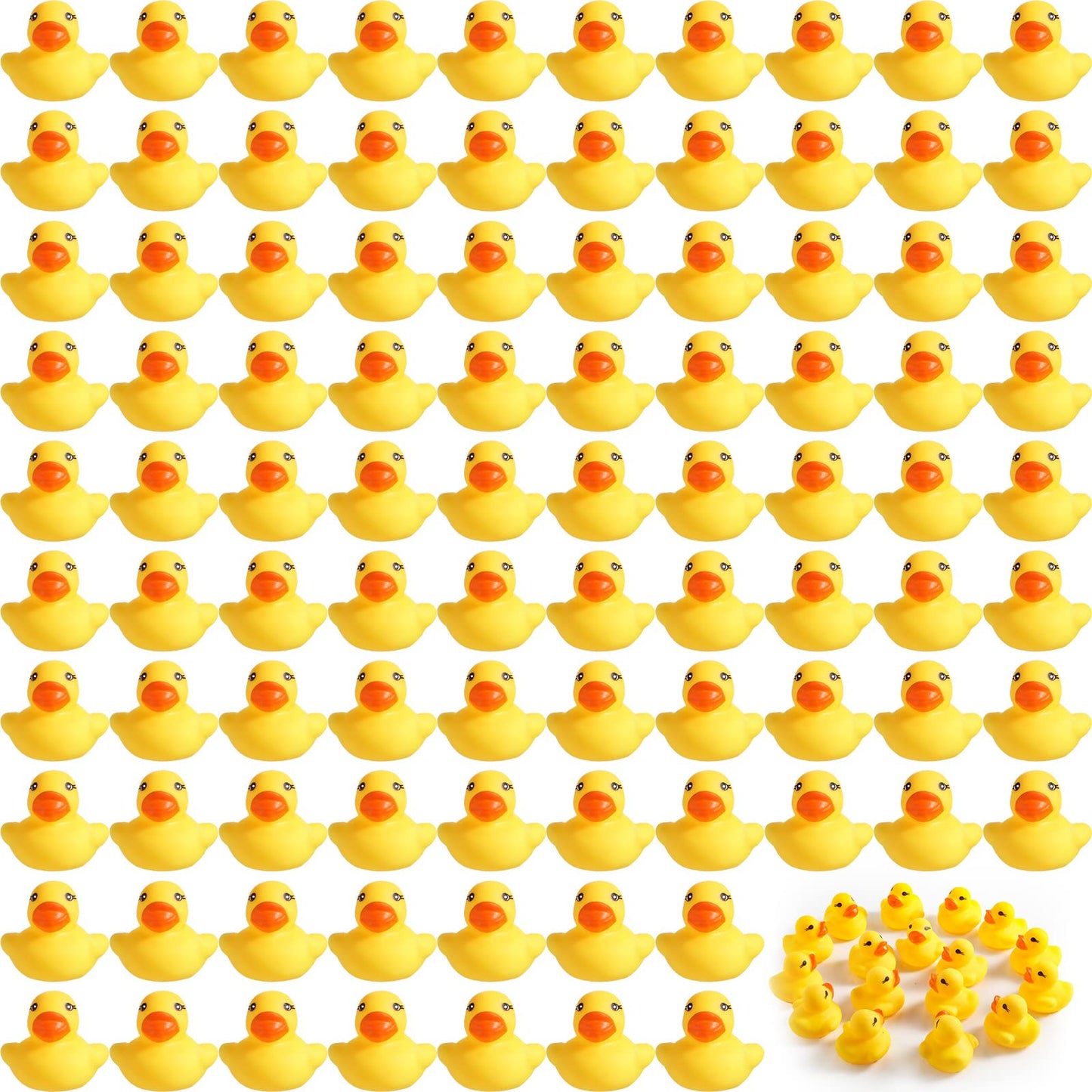 Teling 200 Pcs Mini Rubber Ducks Bulk – Yellow Tiny Squeaky Duckies for Party Favors & Decor
