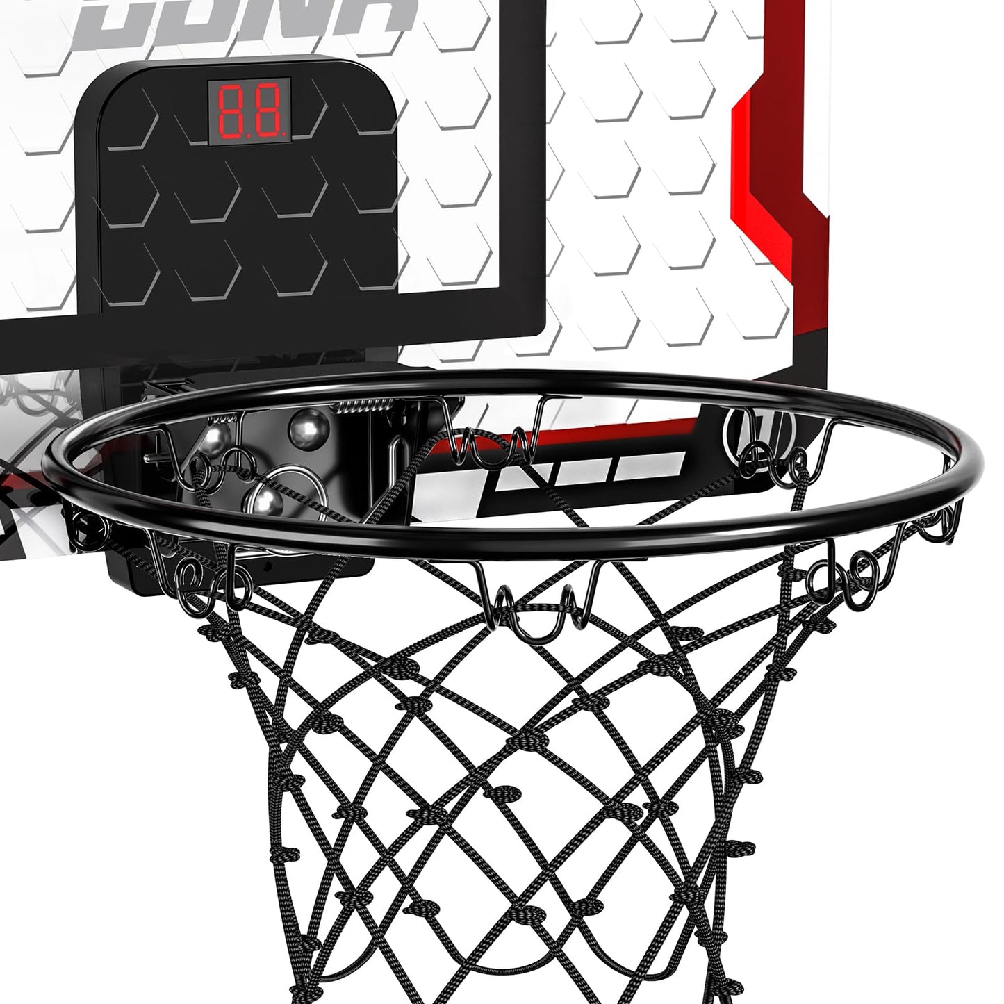 TEMI Indoor Basketball Hoop – Over-the-Door Mini Hoop with Electronic Scoreboard, 4 Balls & Pump