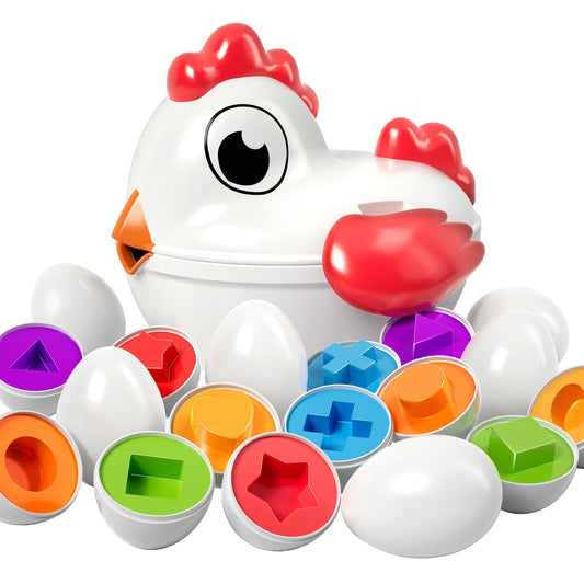 TEMI Toddler Chicken Easter Eggs – Color-Matched Shape Sorter for Ages 3-6