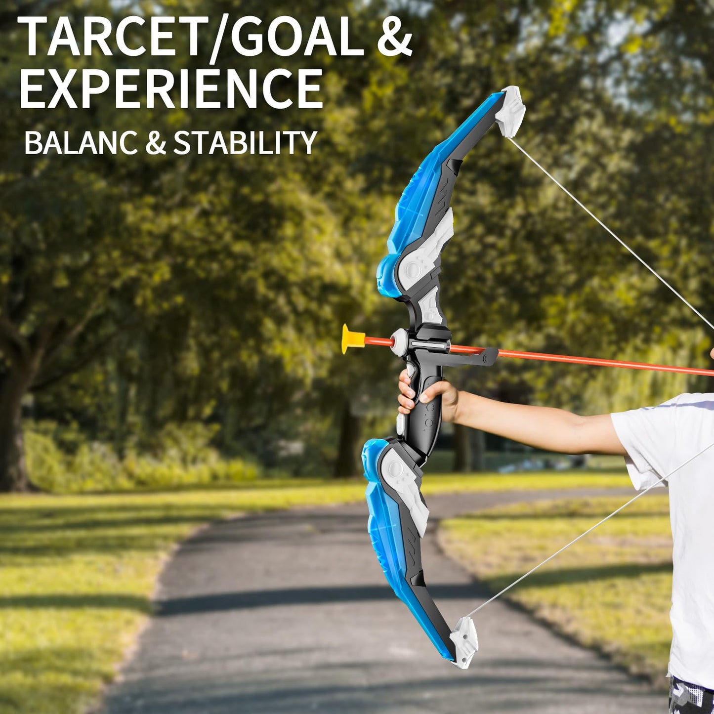 TEMI Kids Bow and Arrow Set – LED Light Up Archery Toy with 10 Suction Cup Arrows, 4 Targets & Quiver