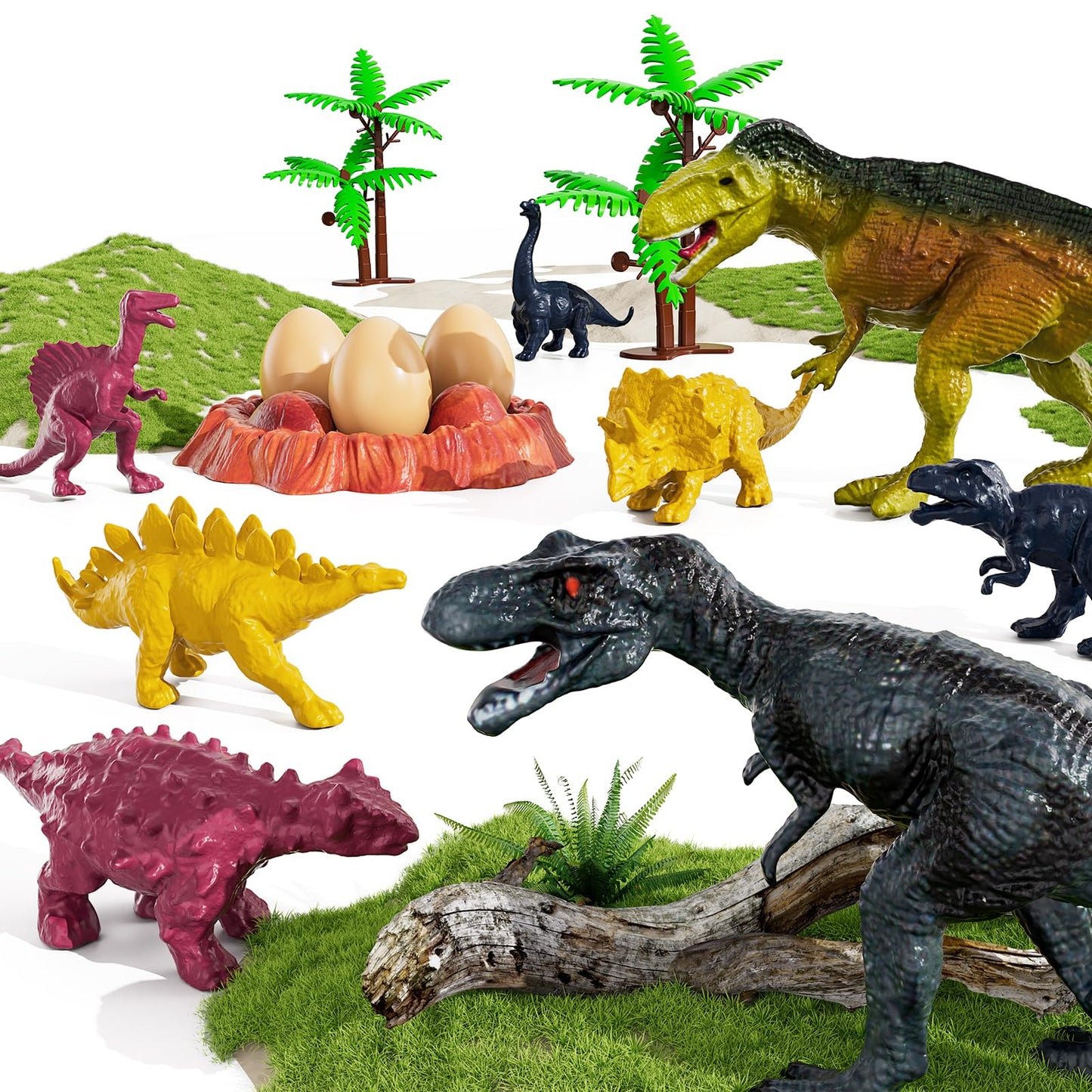 TEMI Dinosaur Truck Toys for Kids 3-5 | Tyrannosaurus Transport Truck with 8 Dinosaurs & Play Mat