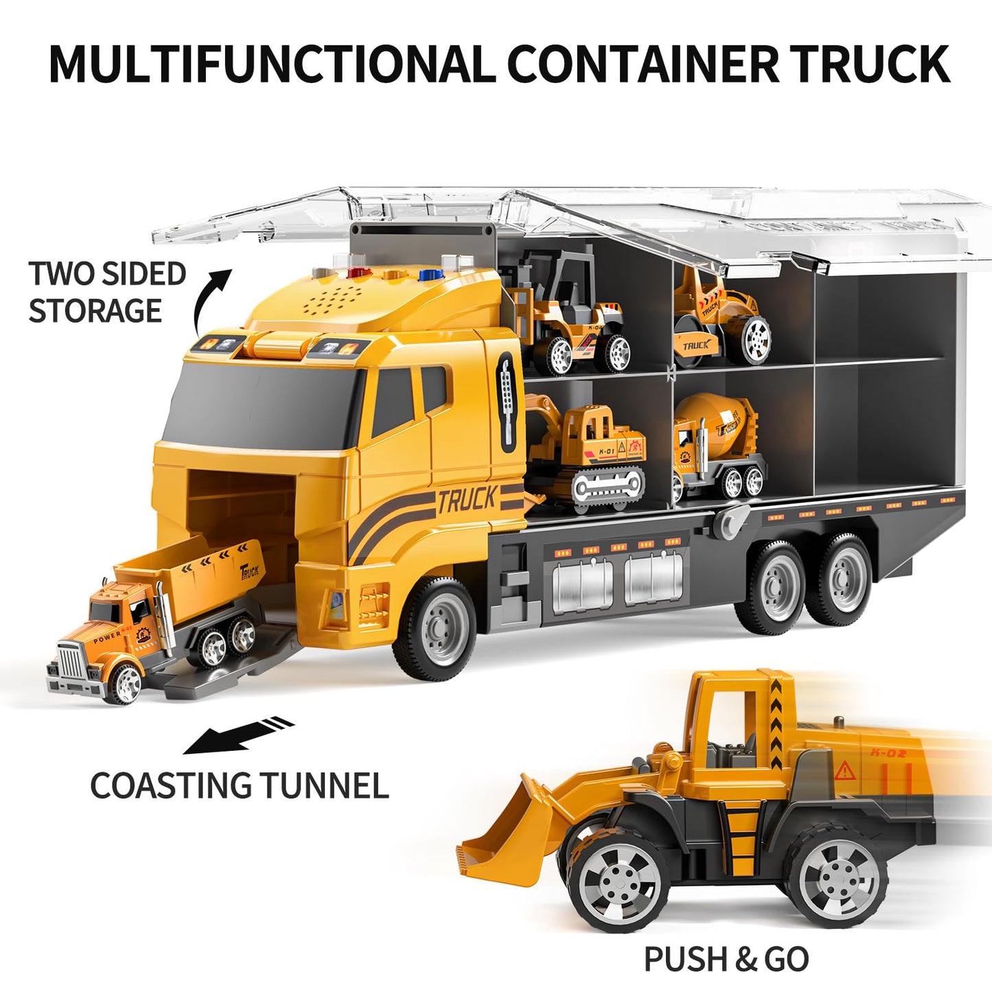 TEMI Car Carrier Toy Set – Die-Cast Vehicles + Foldable Play Mat