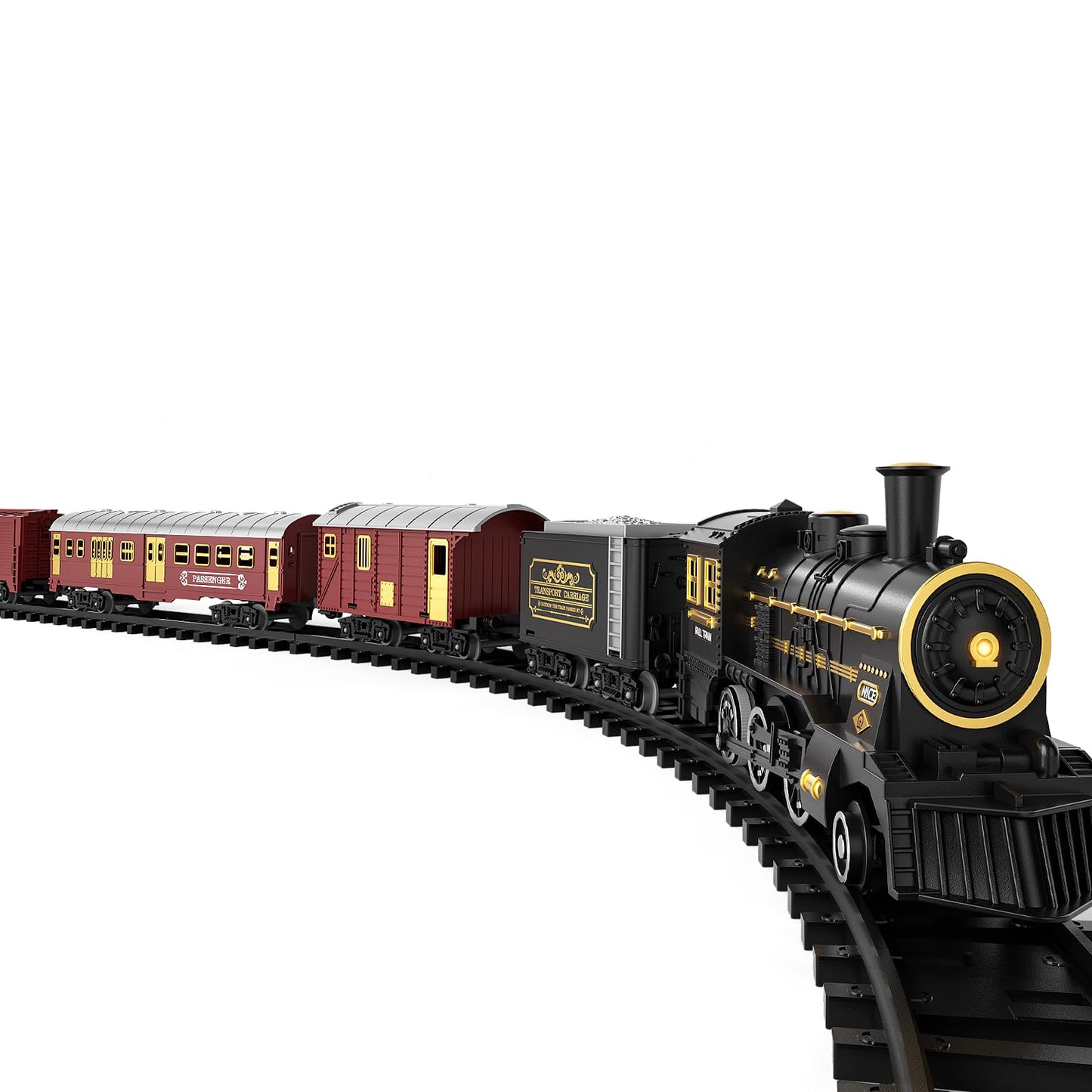 TEMI Train Set for Kids 3-12 | Electric Steam Engine with Smoke, Light & Sounds