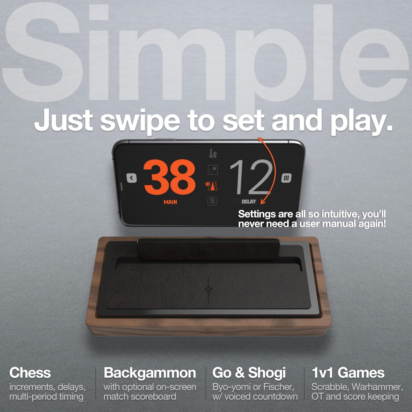 Tempest Non-Tournament Chess Clock – Phone-Dock Hybrid Timer with App Included