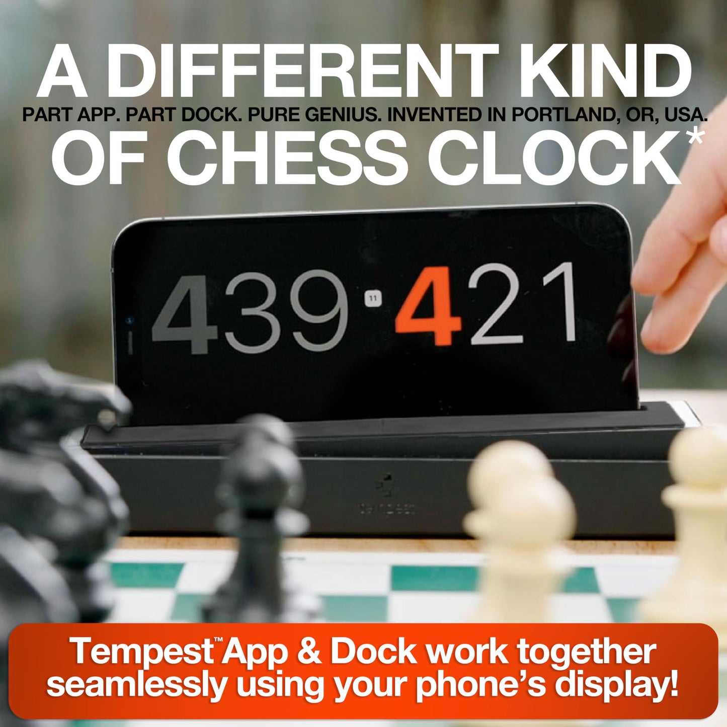 Tempest Non-Tournament Chess Clock – Phone-Dock Hybrid Timer with App Included