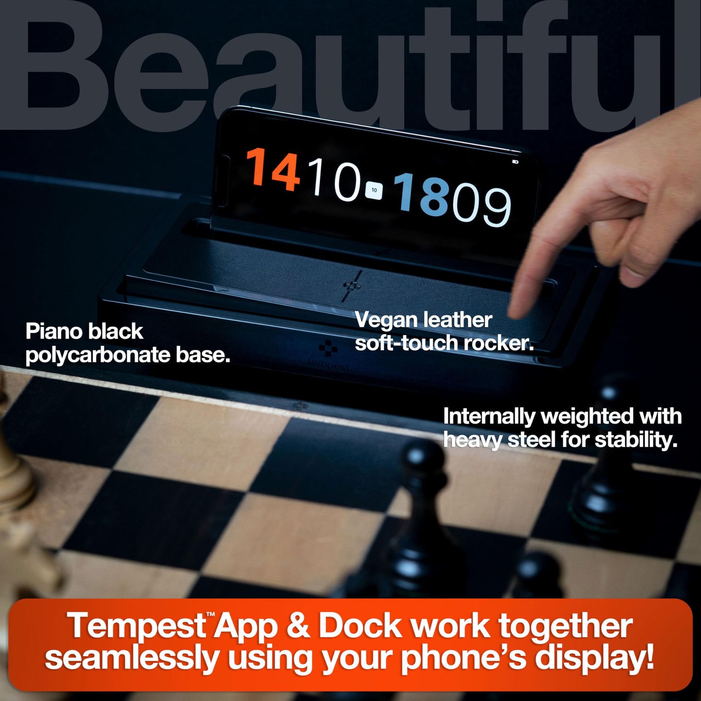 Tempest Non-Tournament Chess Clock – Phone-Dock Hybrid Timer with App Included