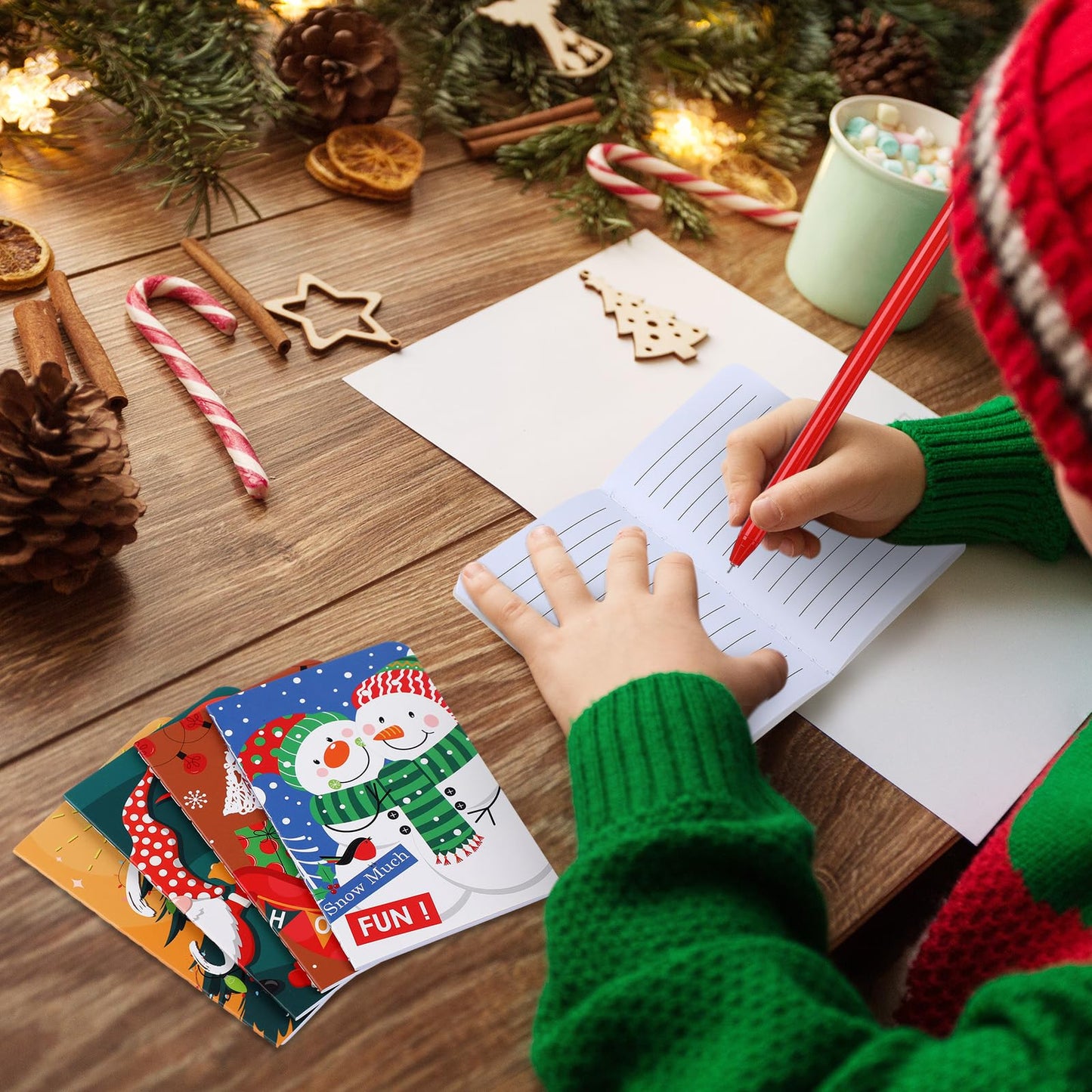 Tenceur 48 Pcs Christmas Mini Notebooks with Ballpoint Pen – Vintage Xmas Notepad Set