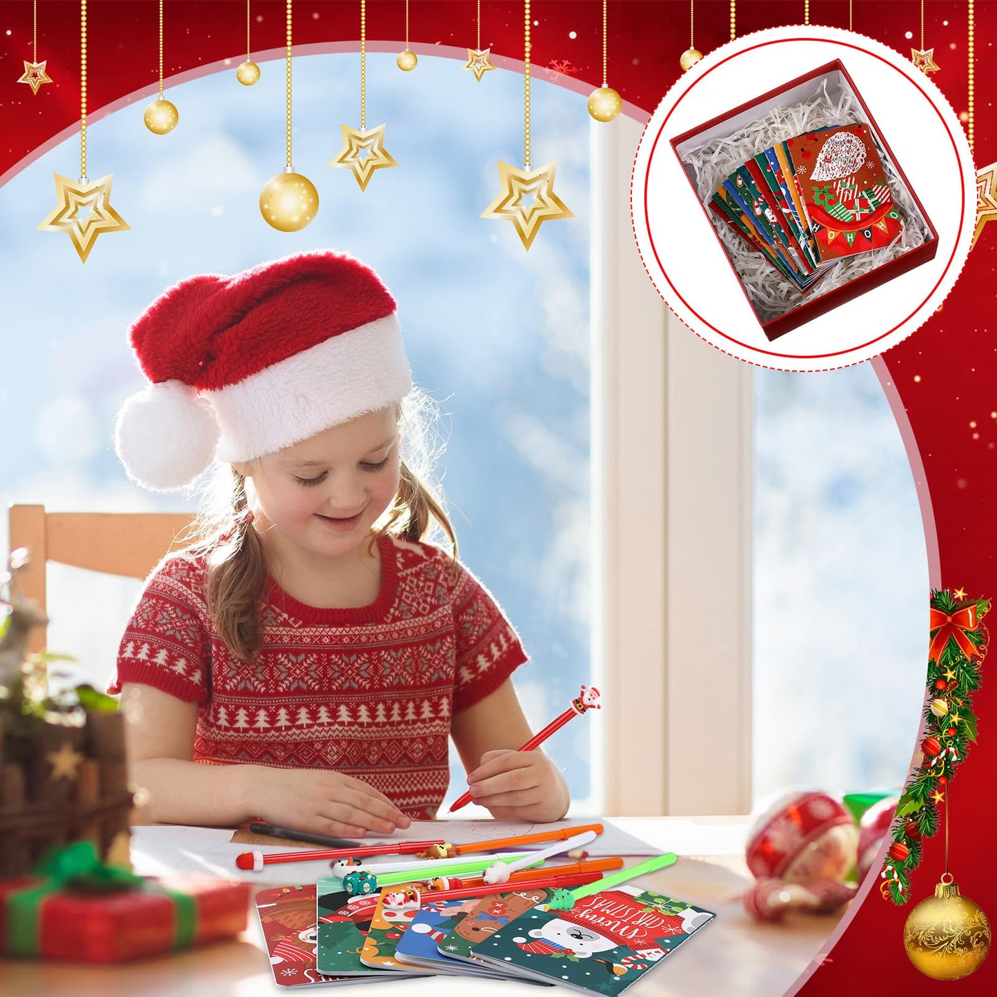 Tenceur 48 Pcs Christmas Mini Notebooks with Ballpoint Pen – Vintage Xmas Notepad Set