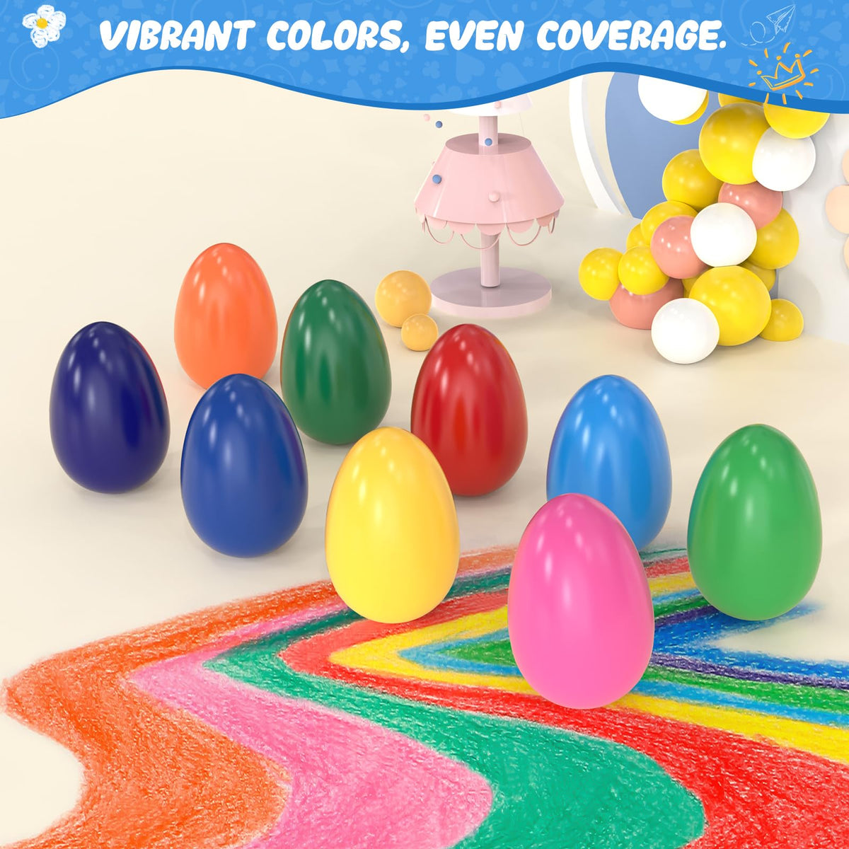 Tencoz 9 Colors Egg Crayons for Toddlers — Easy-Grip, Washable, Drop-Resistant Art Supplies