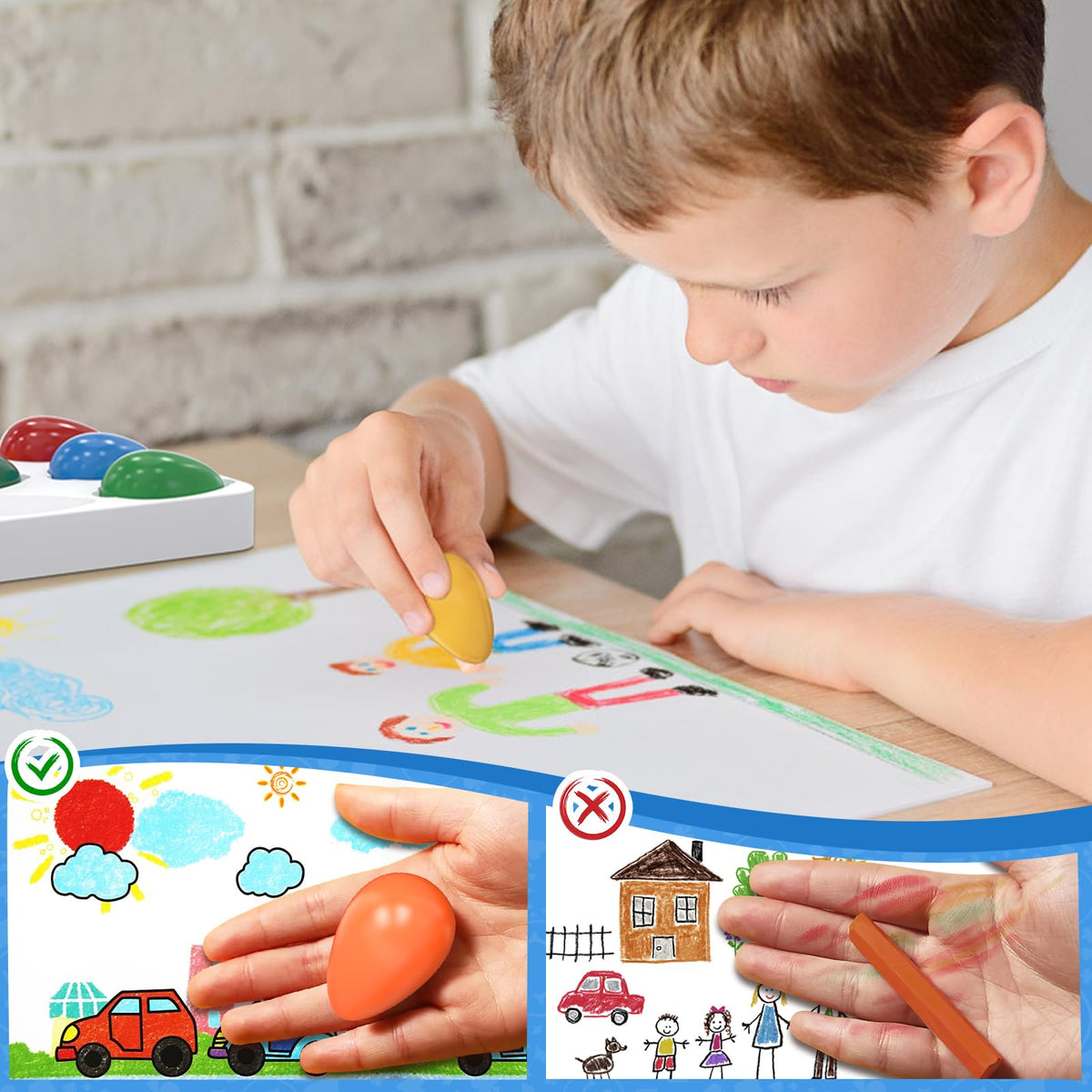 Tencoz 9 Colors Egg Crayons for Toddlers — Easy-Grip, Washable, Drop-Resistant Art Supplies