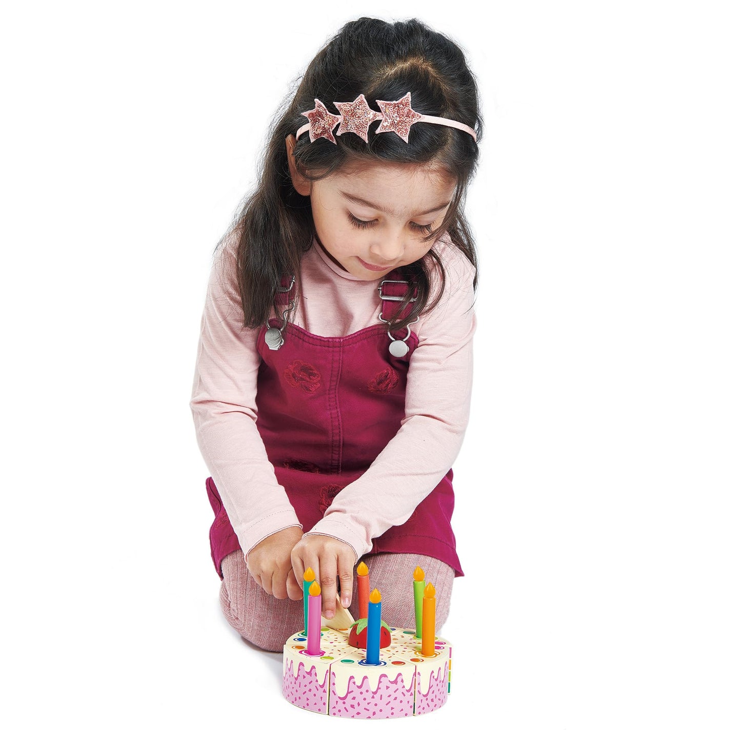 Tender Leaf Toys Rainbow Birthday Cake – Wooden Pretend Play Cake with Candles & Slices