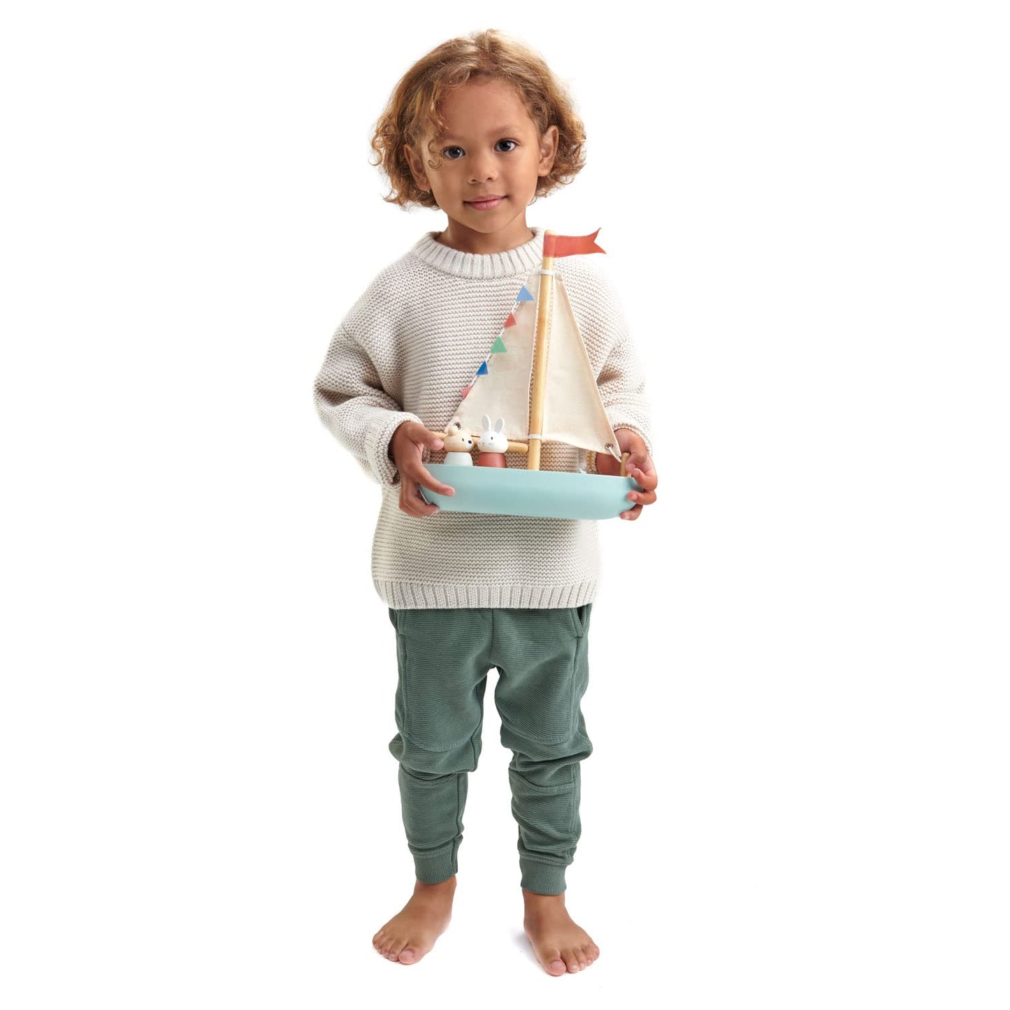 Tender Leaf Toys Sailaway Boat – Educational Wooden Sailing Boat with 2 Animal Figures