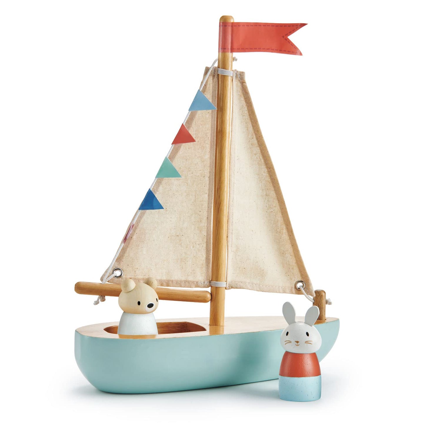 Tender Leaf Toys Sailaway Boat – Educational Wooden Sailing Boat with 2 Animal Figures