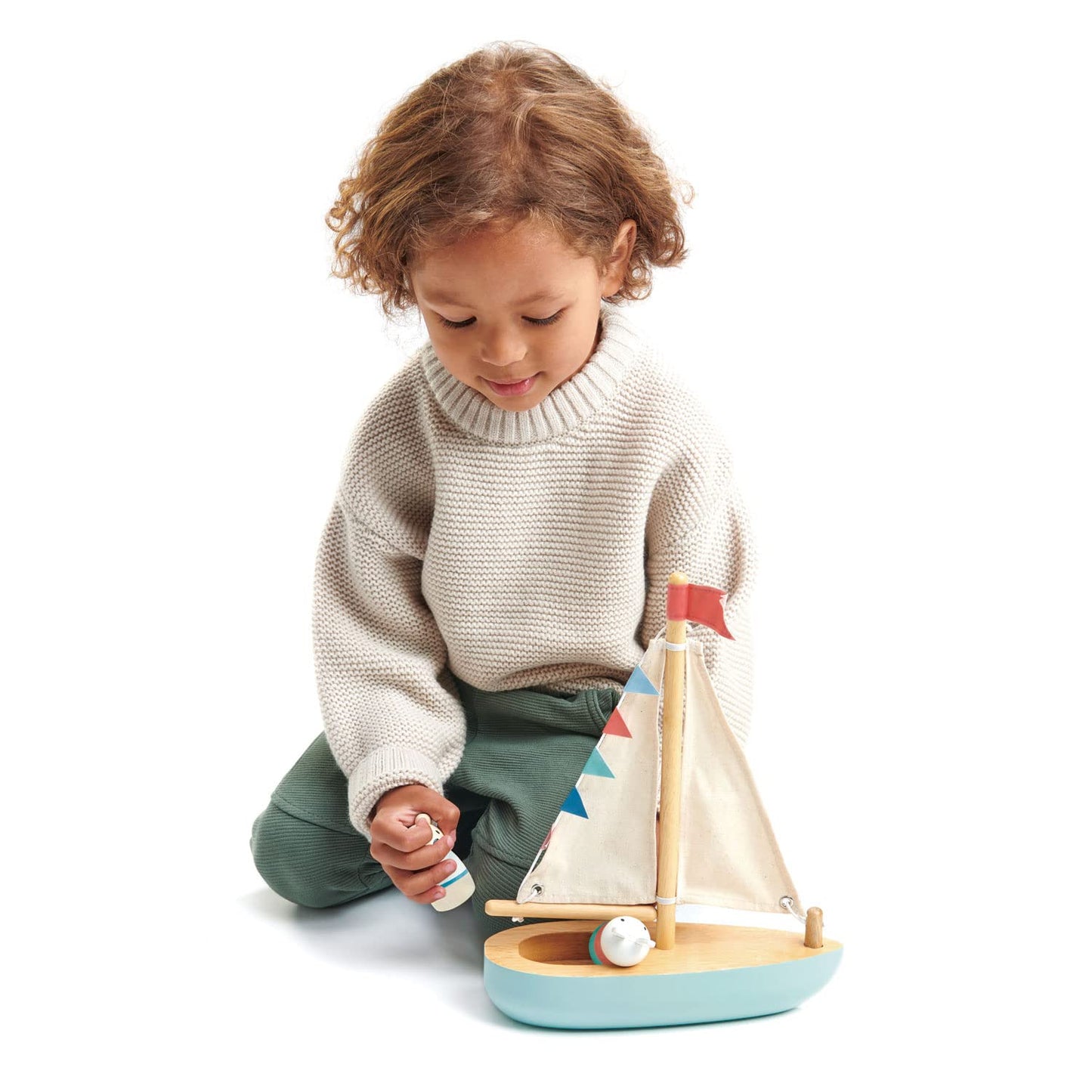 Tender Leaf Toys Sailaway Boat – Educational Wooden Sailing Boat with 2 Animal Figures