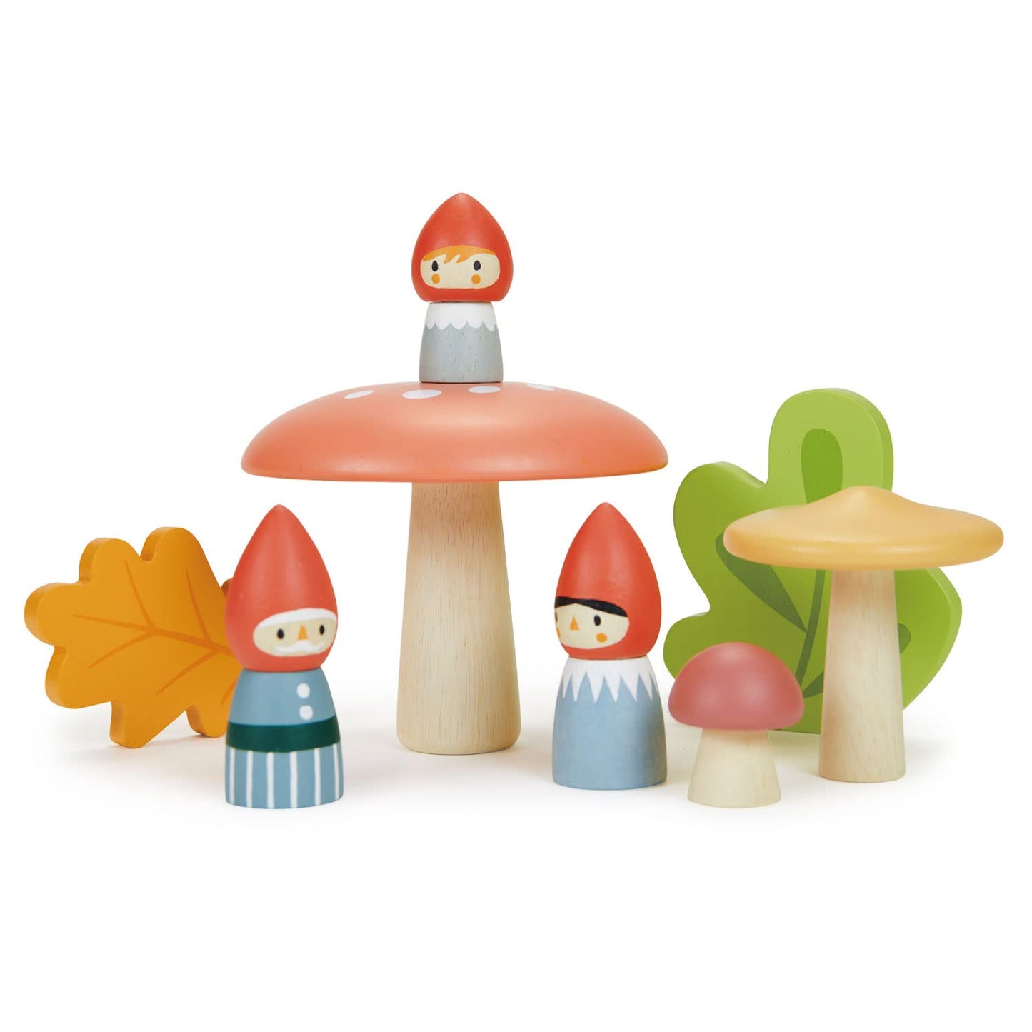 Tender Leaf Toys Woodland Gnome Family – 8-Piece Solid Wood Imaginative Play Set