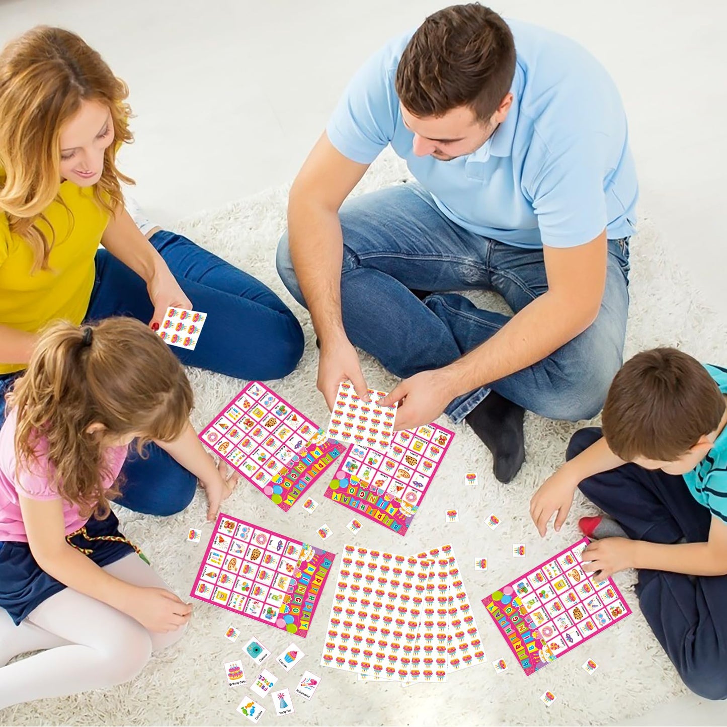 TENDFINE Birthday Bingo Game Cards – Pink 24-Player Party Set for Kids & Adults