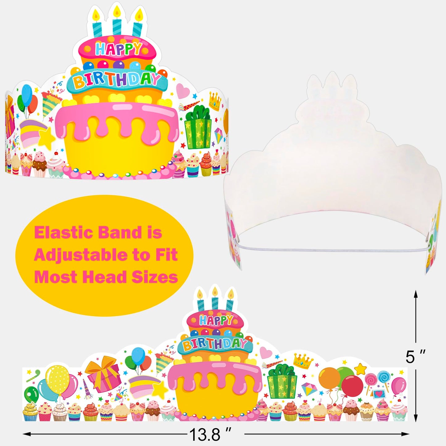 TENDFINE 36 Pack Birthday Crowns for Kids – Colorful Paper Party Hats for Classroom & Parties