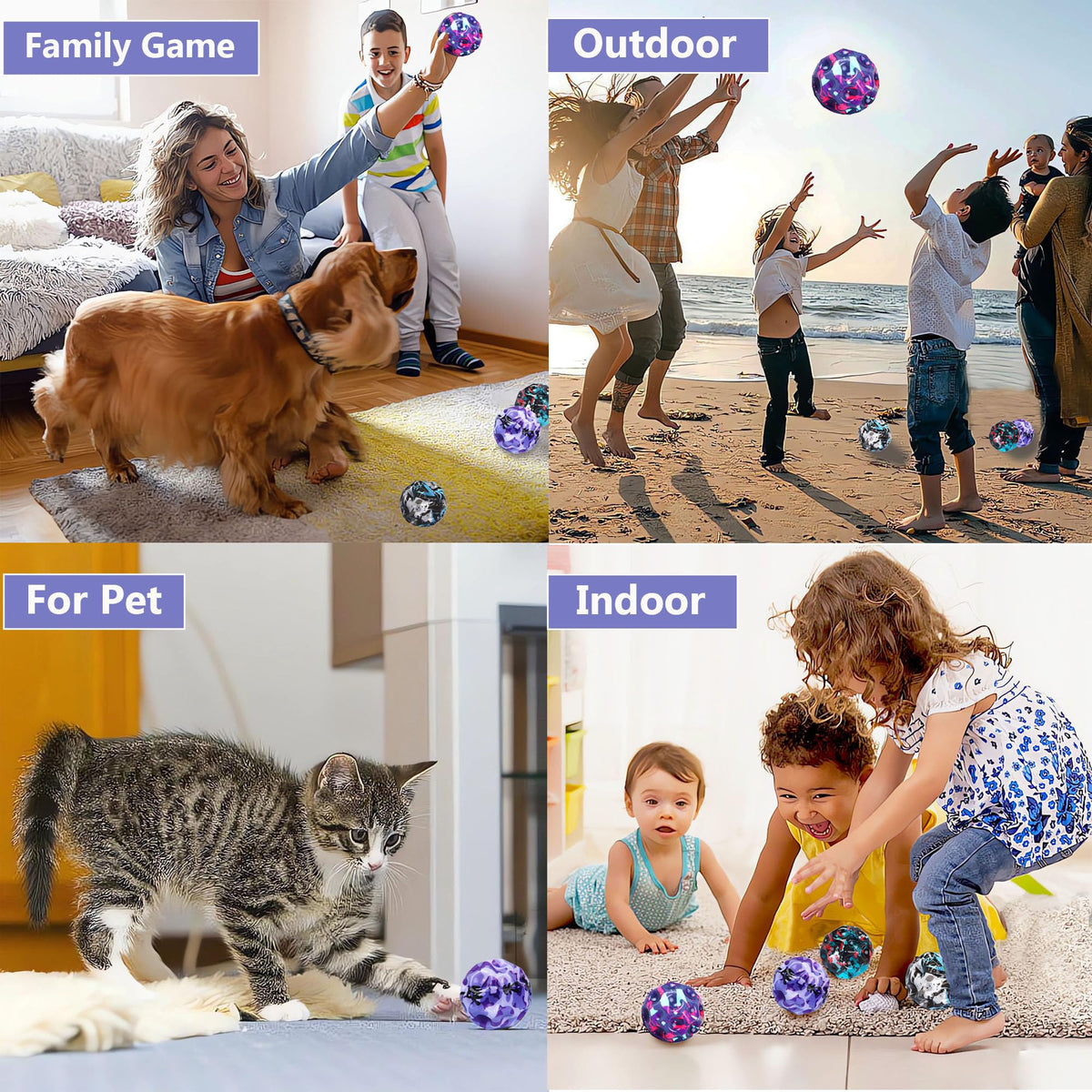Tendry Extreme Moon Shape Bouncing Ball – 4-Pack for Kids, Hand-Eye Coordination & Training