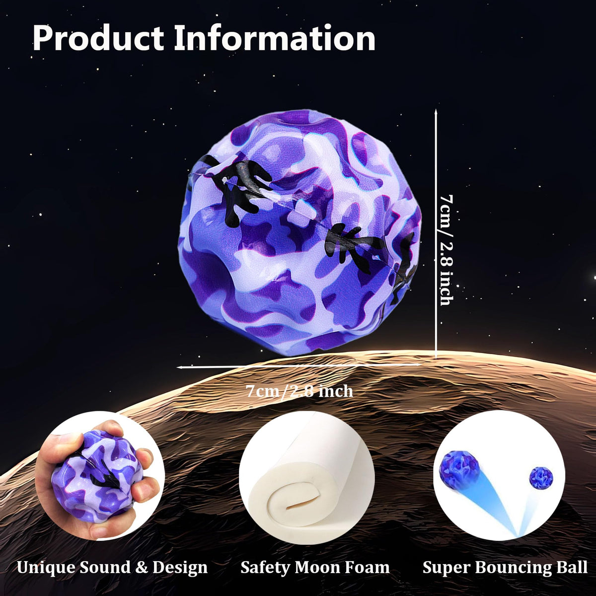 Tendry Extreme Moon Shape Bouncing Ball – 4-Pack for Kids, Hand-Eye Coordination & Training