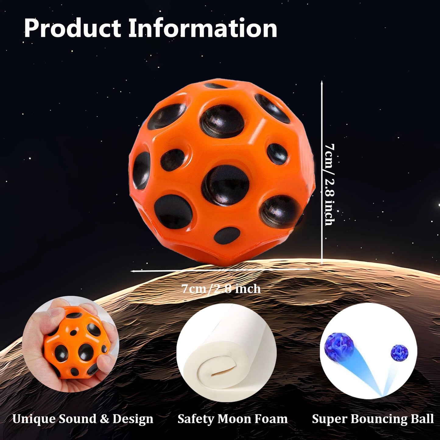 Tendry Moon Ball – Extreme High-Bounce Moon-Shaped Ball (2 Pack)