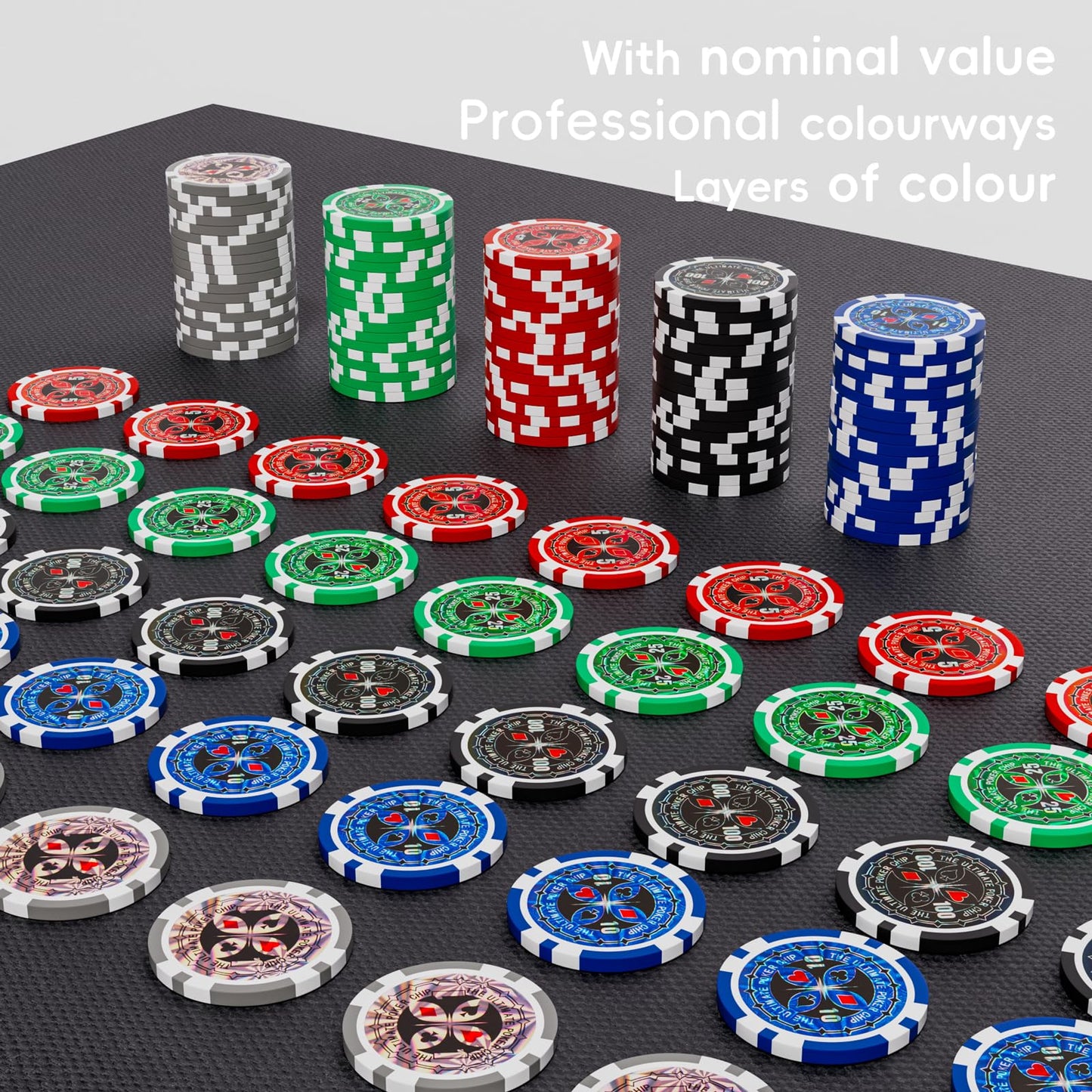 TENETMAN Texas Holdem Poker Chips Set – 500 Pcs, 11.5g Clay Chips in Aluminum Case