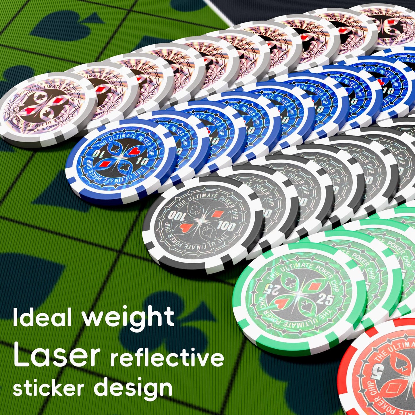 TENETMAN Texas Holdem Poker Chips Set – 500 Pcs, 11.5g Clay Chips in Aluminum Case