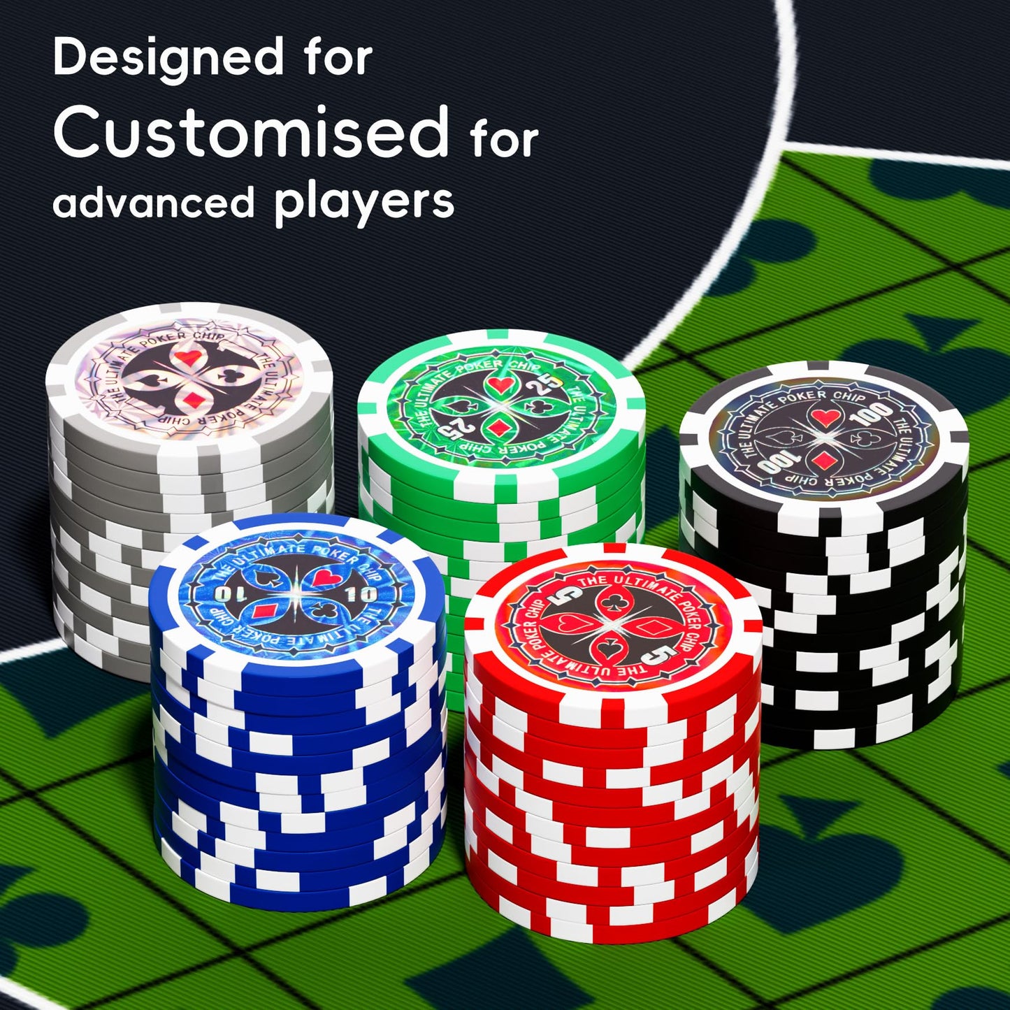 TENETMAN Texas Holdem Poker Chips Set – 500 Pcs, 11.5g Clay Chips in Aluminum Case