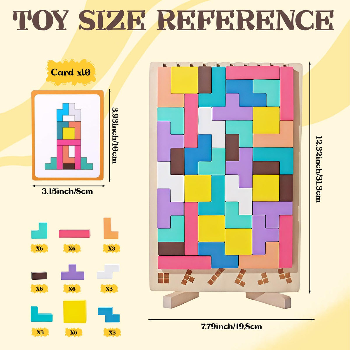 Tengantongda Wooden Stacking Puzzle – 3D Russian Block Puzzle for Kids 3-6