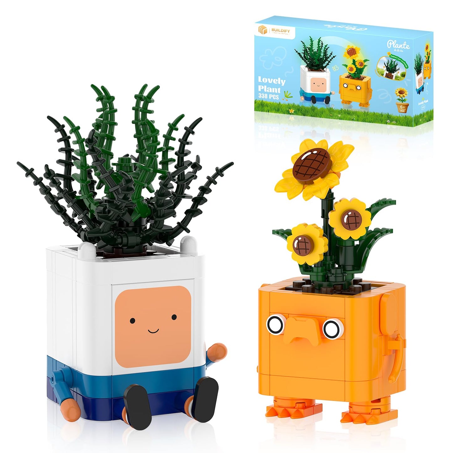 Tenhorses Happy Emotional Plants – Botanical Building Blocks Set | Sunflower LEGO-Compatible Desk Decor