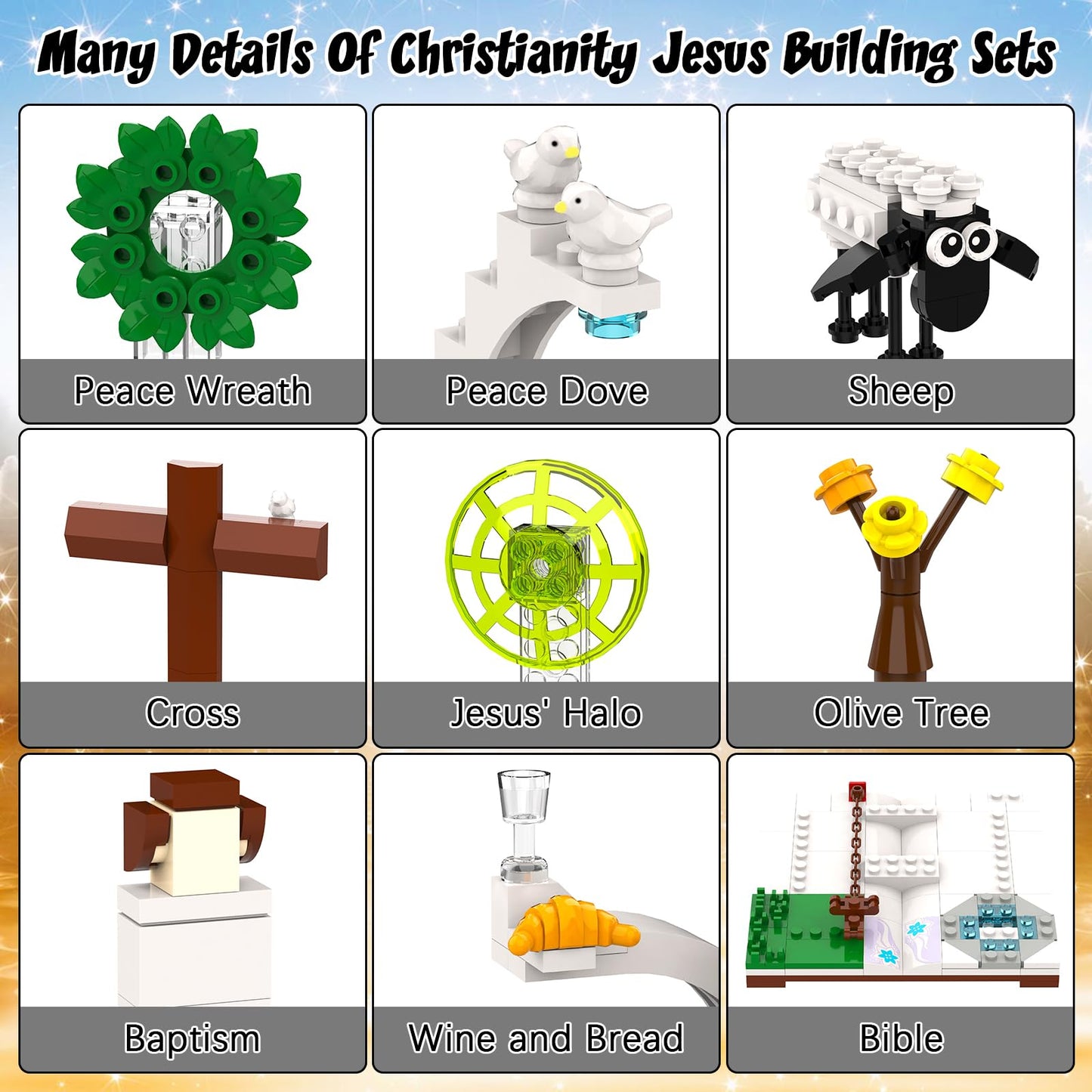 Tenhorses Jesus Building Block Set – 351PCS Christian Decor & Gift