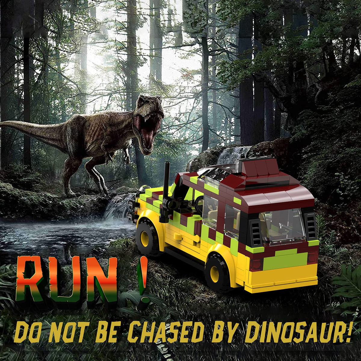 Tenhorses Jurassic Car Building Set – 309 Pcs Off-Road Dino World Bricks, Gift for Kids 6+
