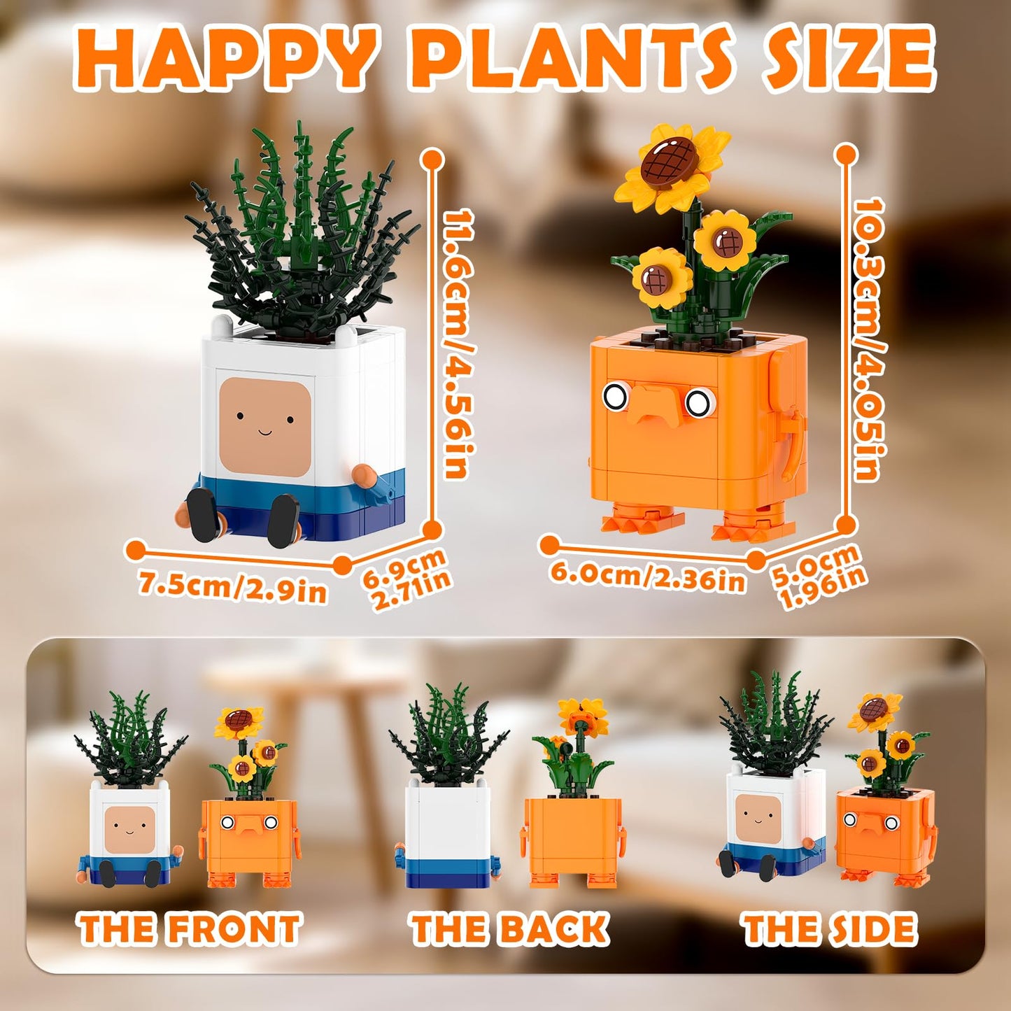 Tenhorses Happy Emotional Plants – Botanical Building Blocks Set | Sunflower LEGO-Compatible Desk Decor