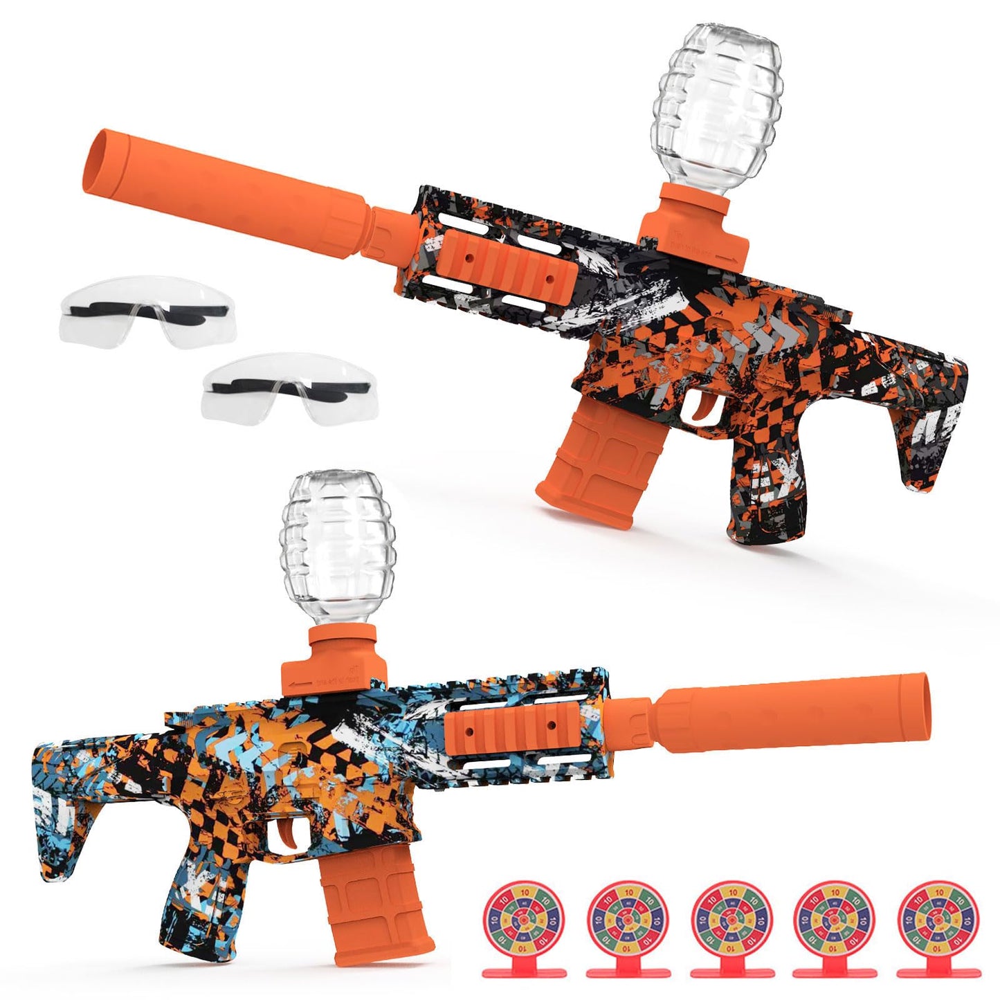 Tentam 2 Pack Gel Ball Blaster – Automatic, 160+ FPS, 10 Rounds/sec, Rechargeable Batteries, Goggles & Target