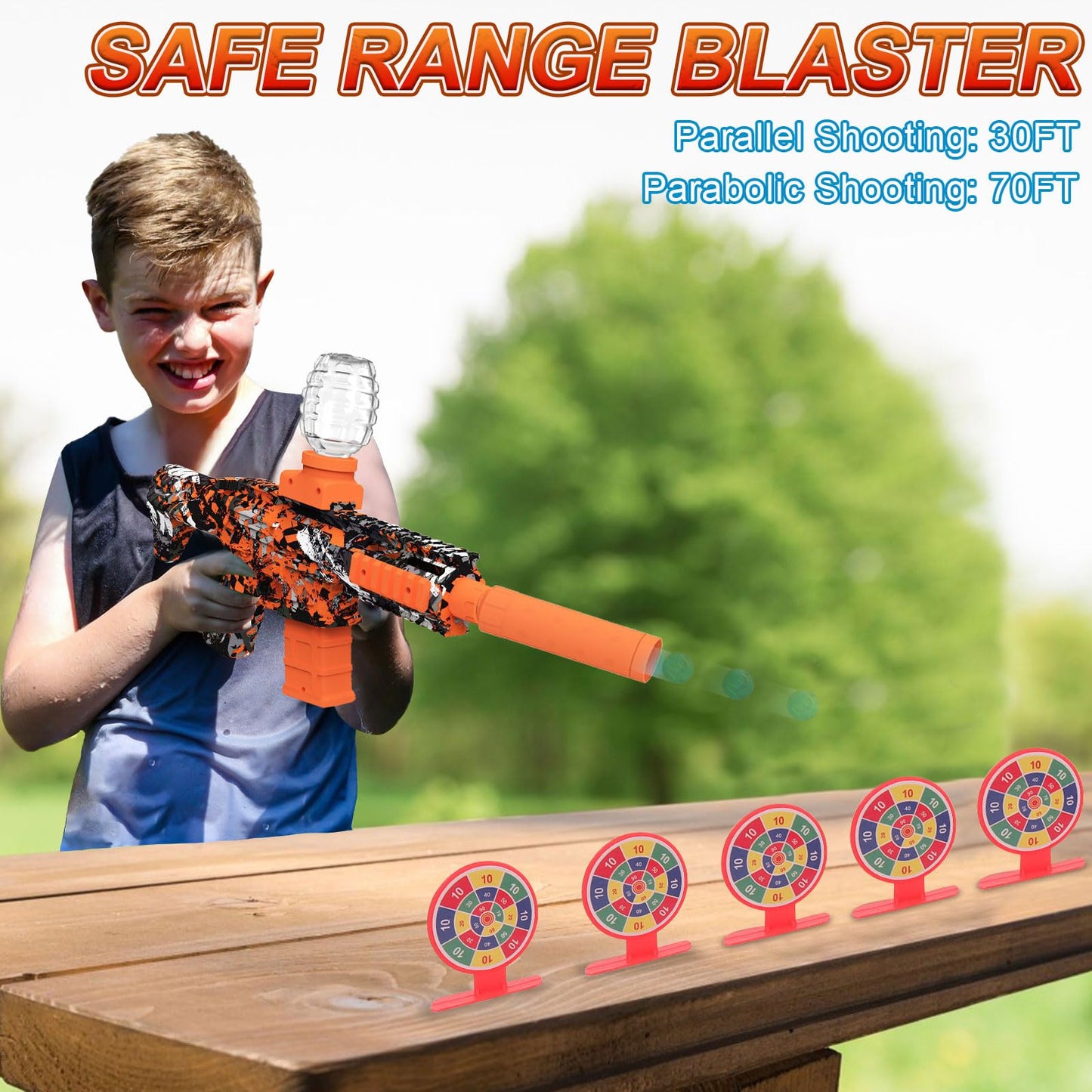 Tentam 2 Pack Gel Ball Blaster – Automatic, 160+ FPS, 10 Rounds/sec, Rechargeable Batteries, Goggles & Target